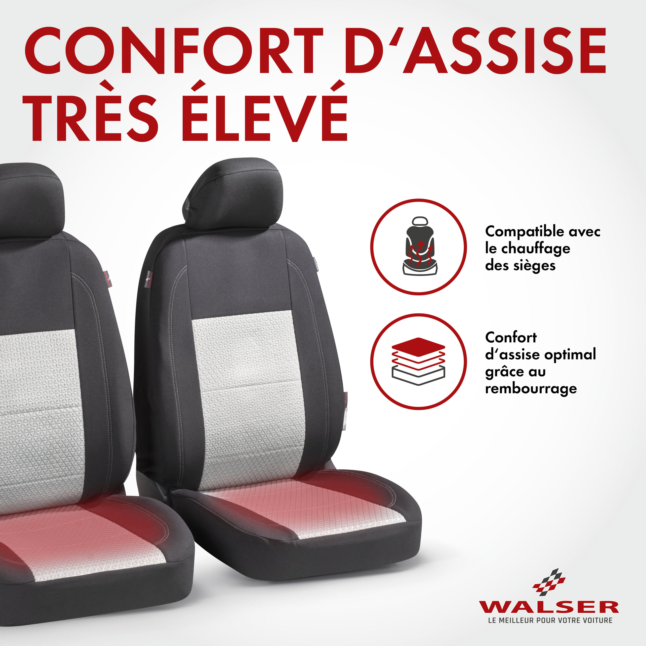 ZIPP IT Premium Housse de sièges Avignon pour deux sièges avant avec système de fermeture éclair noir/argent
