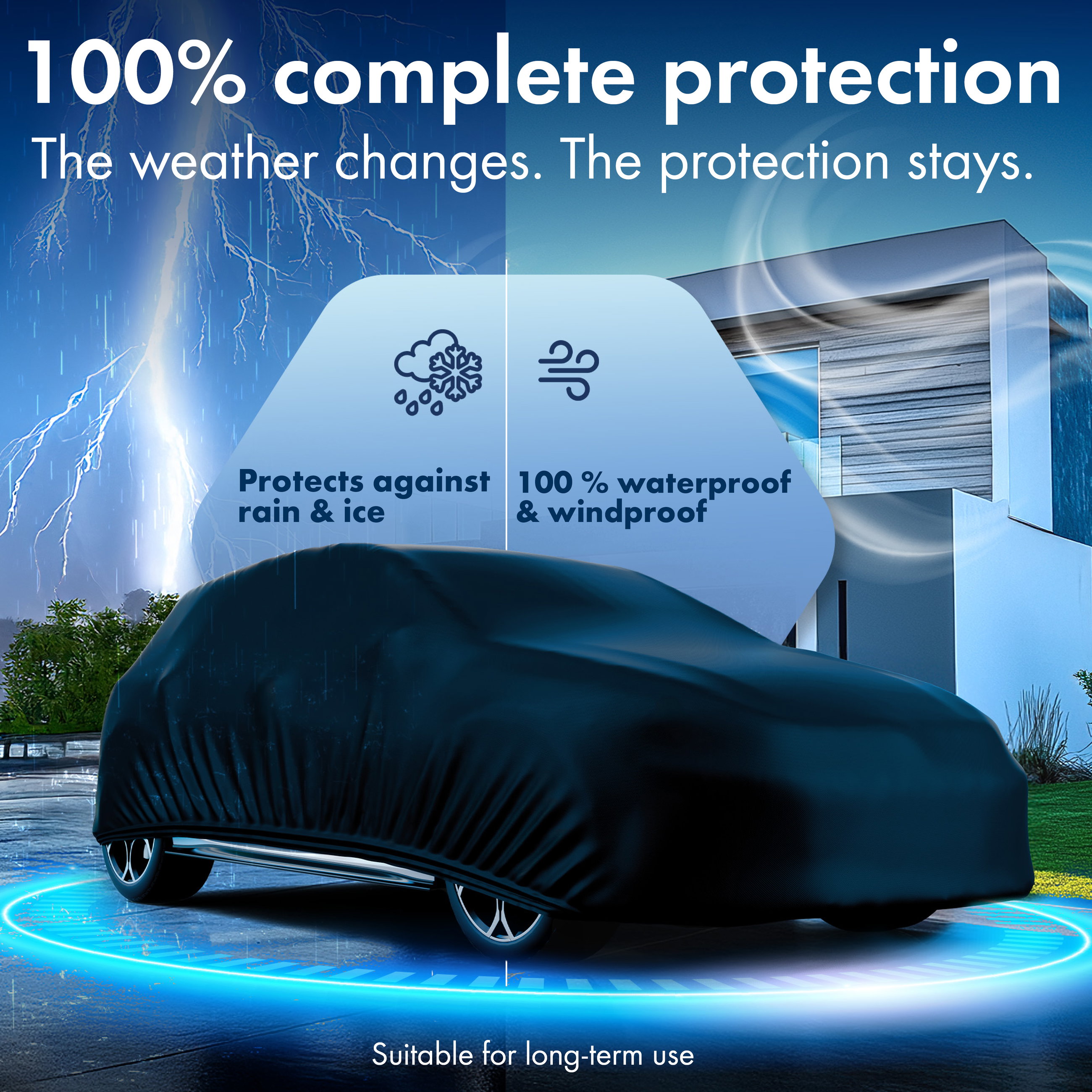 Car cover All Weather, car cover full garage size 1 car black