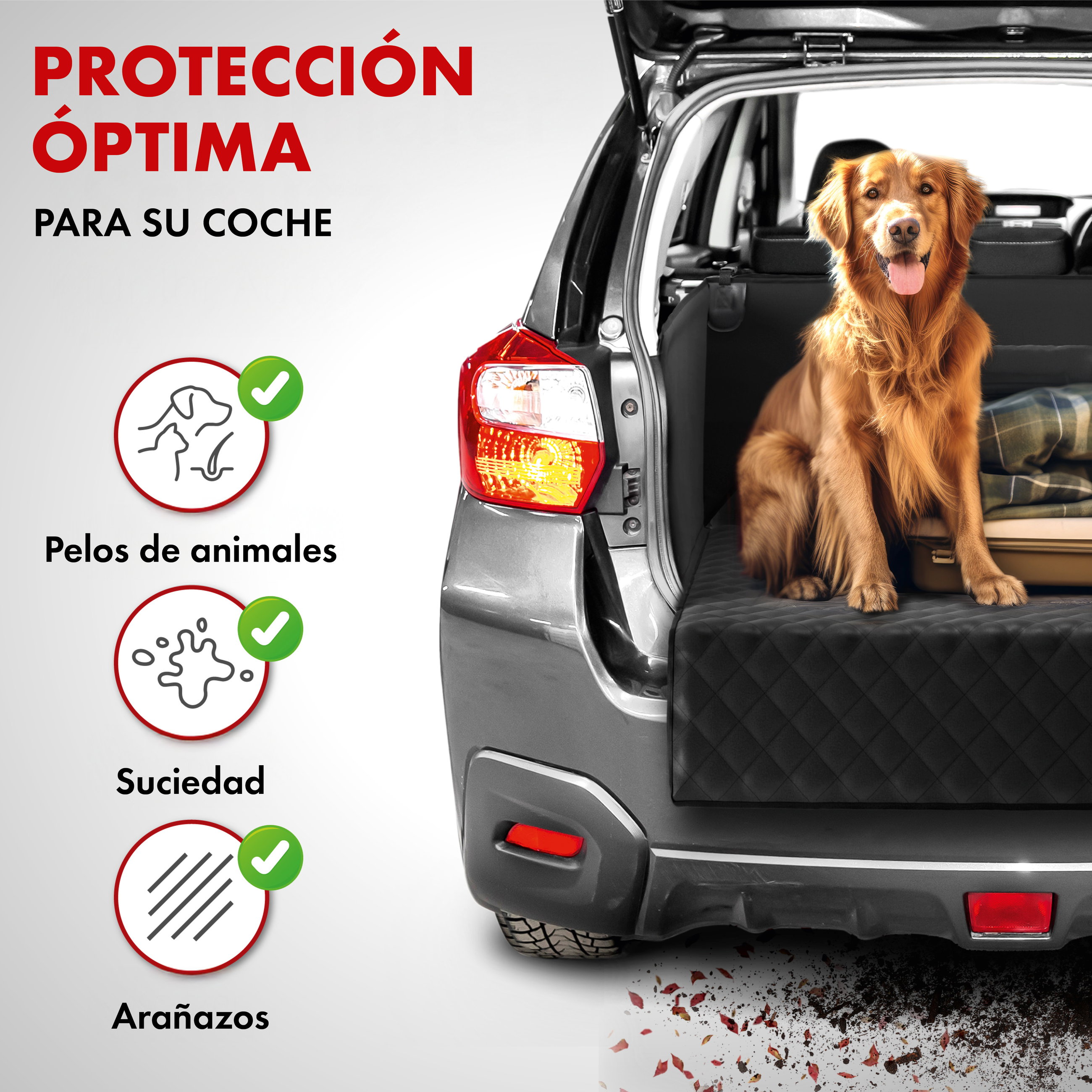 Manta para maletero Bello, manta para perros de coche, 3in1 alfombrilla de maletero con protector de borde de carga y Organizador negro