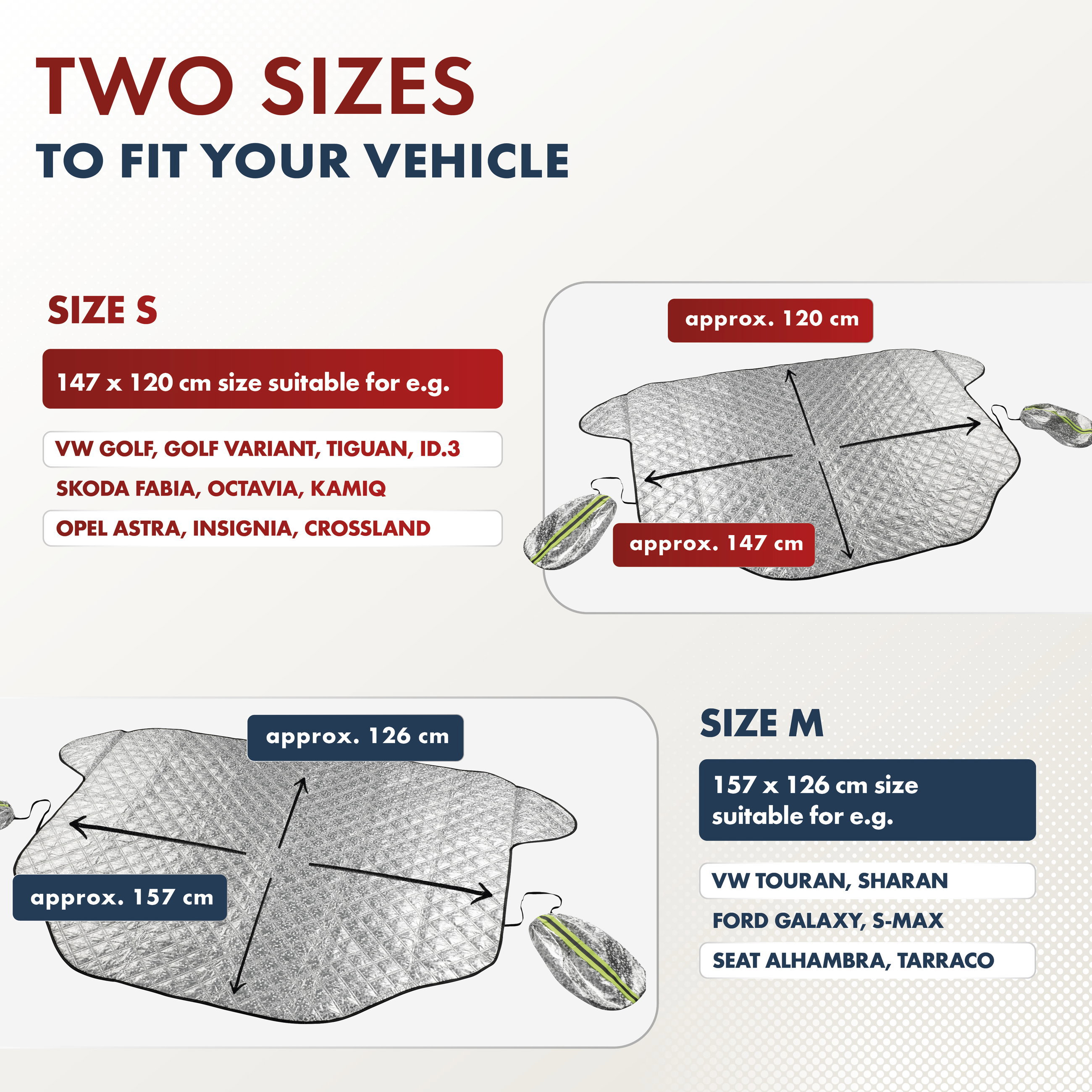 Premium Thermal Windscreen Protector with Side Mirror Cover 157x126 cm