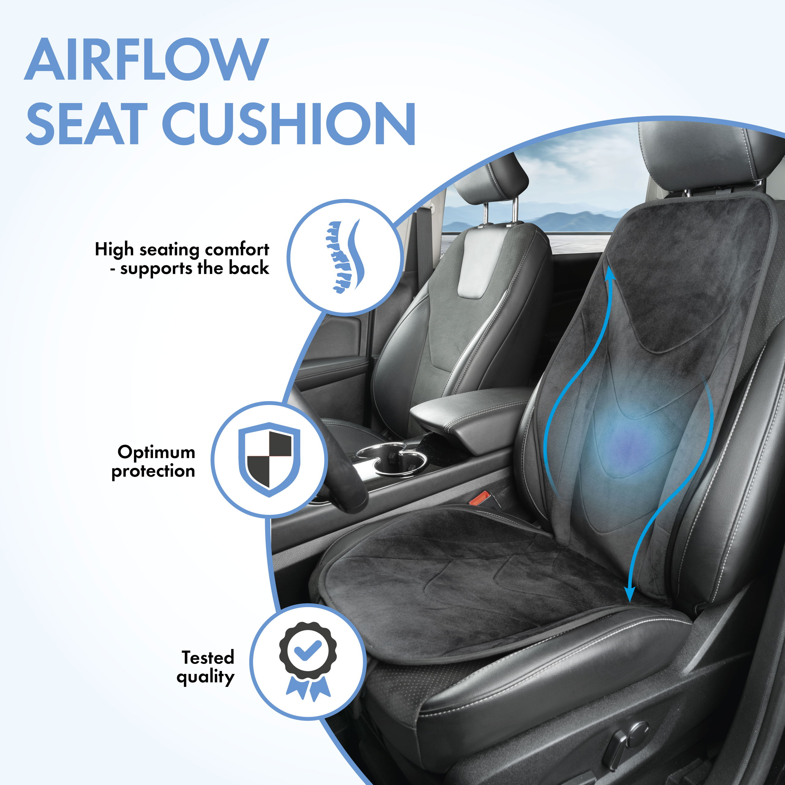 Air Flow car seat pad black 1 piece 13983