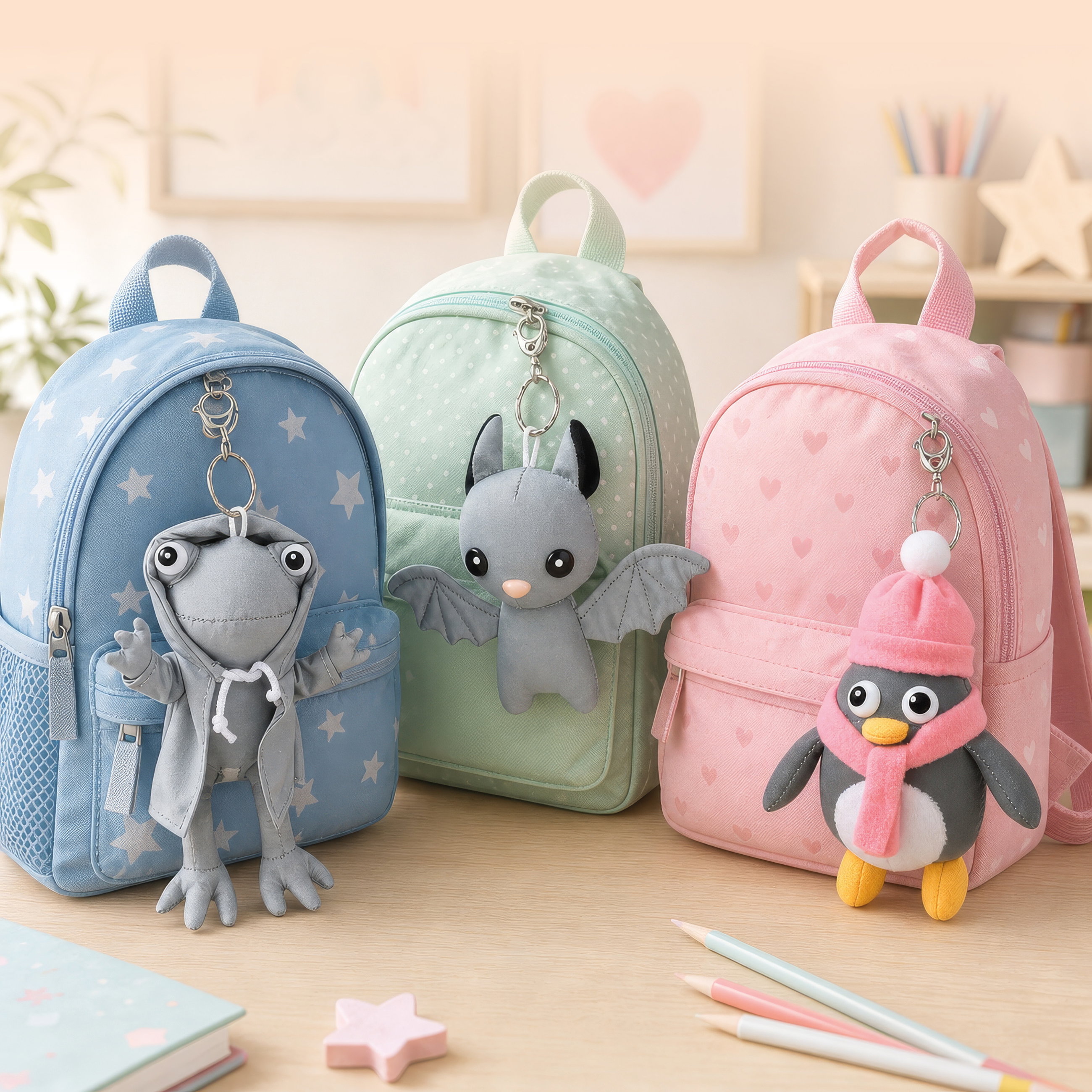 Breloque Batty, breloque décorative souple pour vestes, sacs à dos, cartables, poussettes