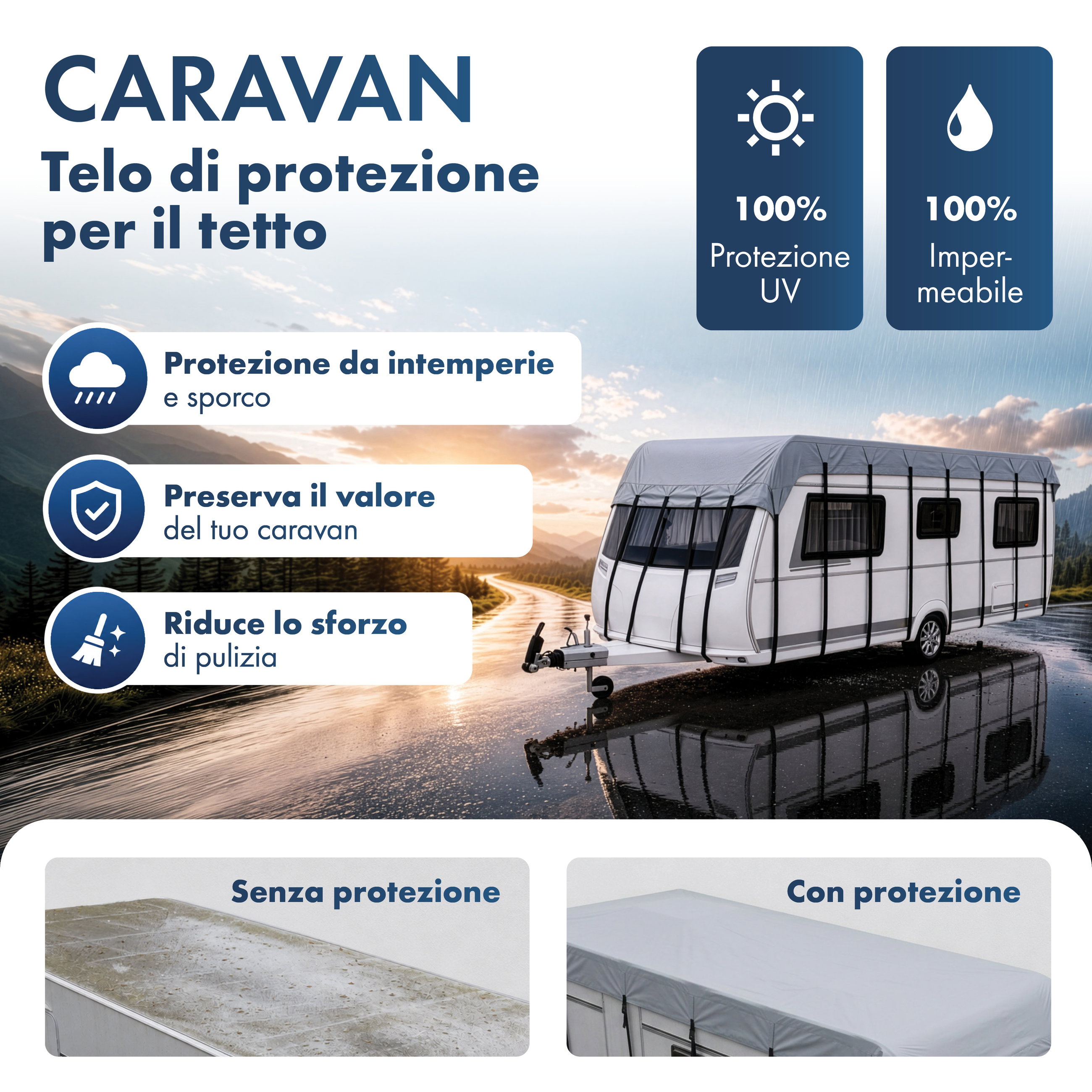 Caravan Dachabdeckung 500x300cm grau