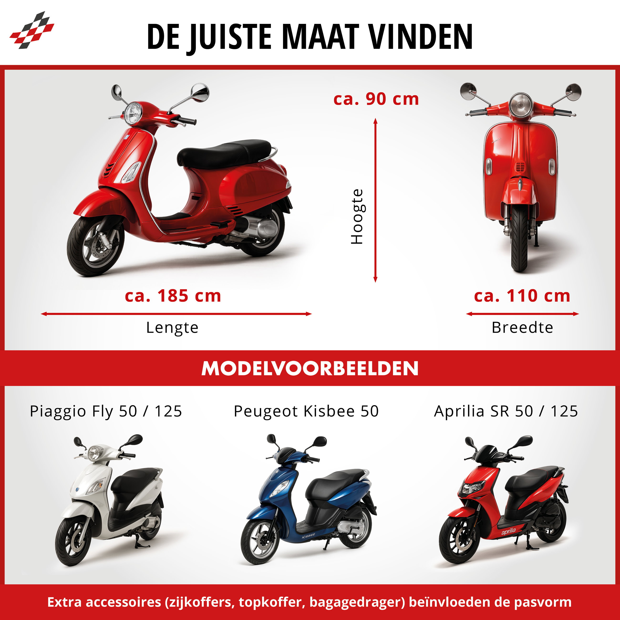 Premium Motorzeil S, Vespa-zeil gemaakt van robuust PVC, Motorfietsgarage waterdicht - 185x90x110 cm grijs