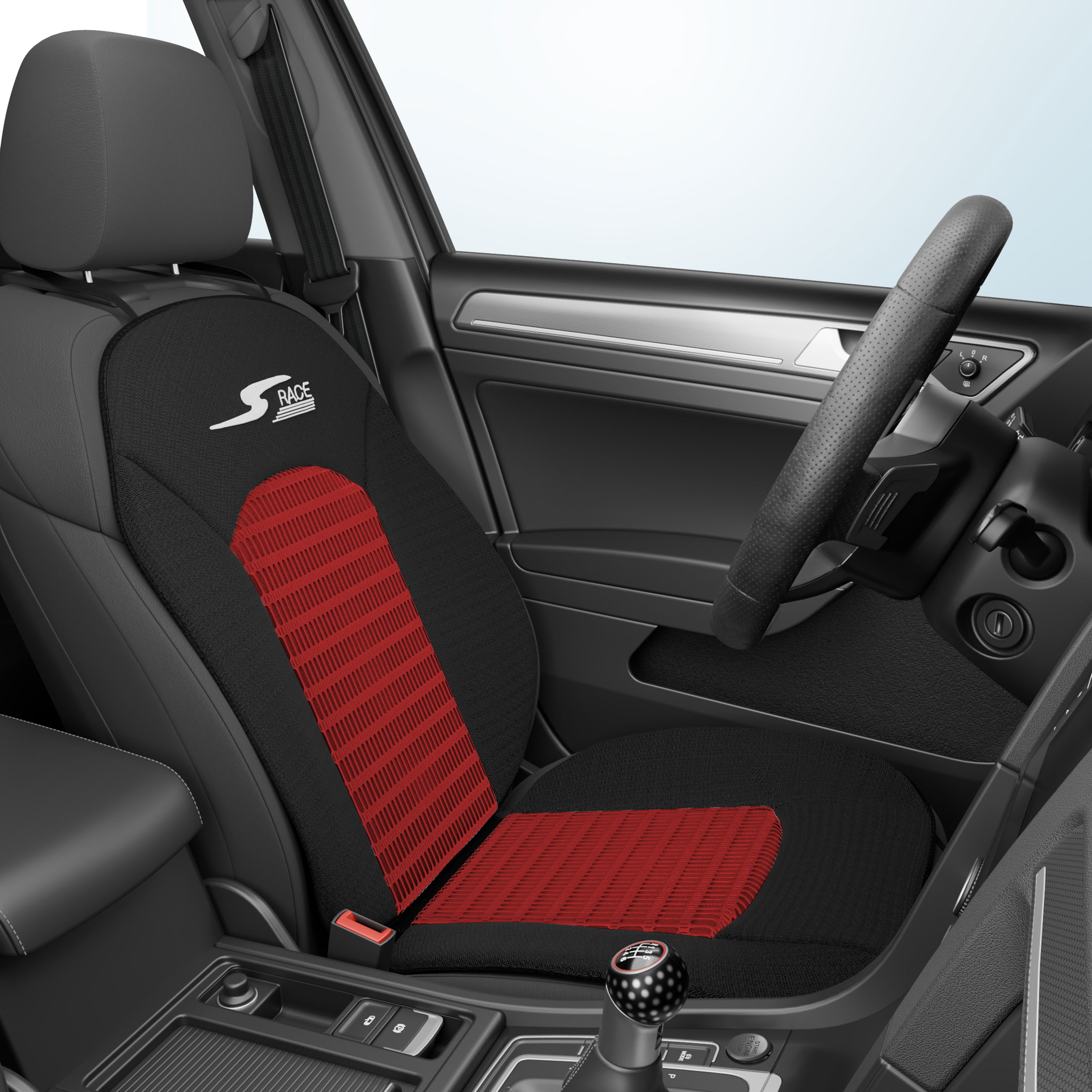 Transport, Fahrzeug, Auto, Auto - Innenraum, Autositz, Transport, Fahrzeug, Auto, Auto - Innenraum, Autositz, Auto‑innenraum, Sportsitze, Roter Sitzzonen, Manuelles Getriebe, Lenkrad