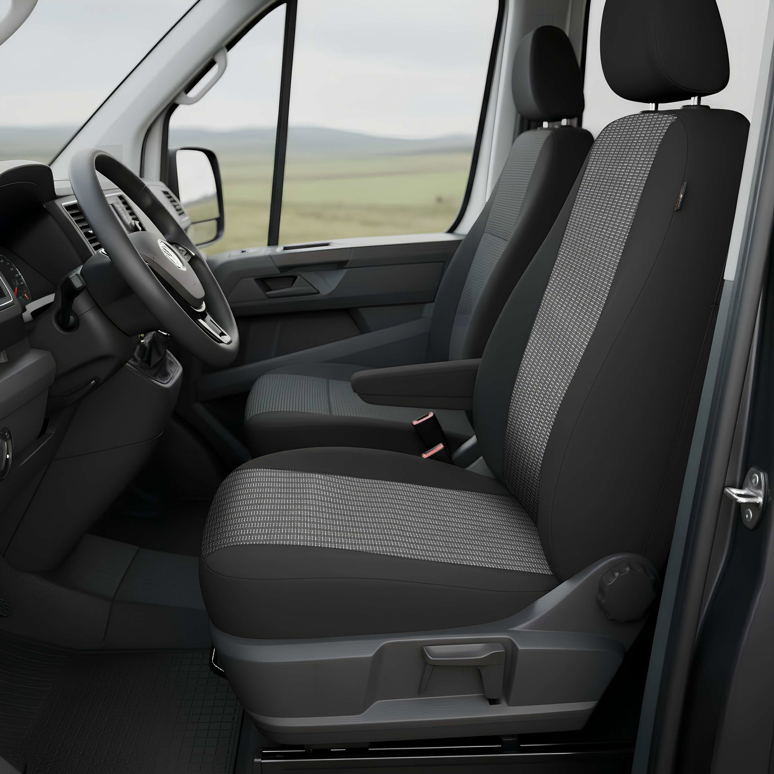 Coprisedile aderente Performer in 100% poliestere compatibile con VW Crafter, 1 rivestimento sedile singolo