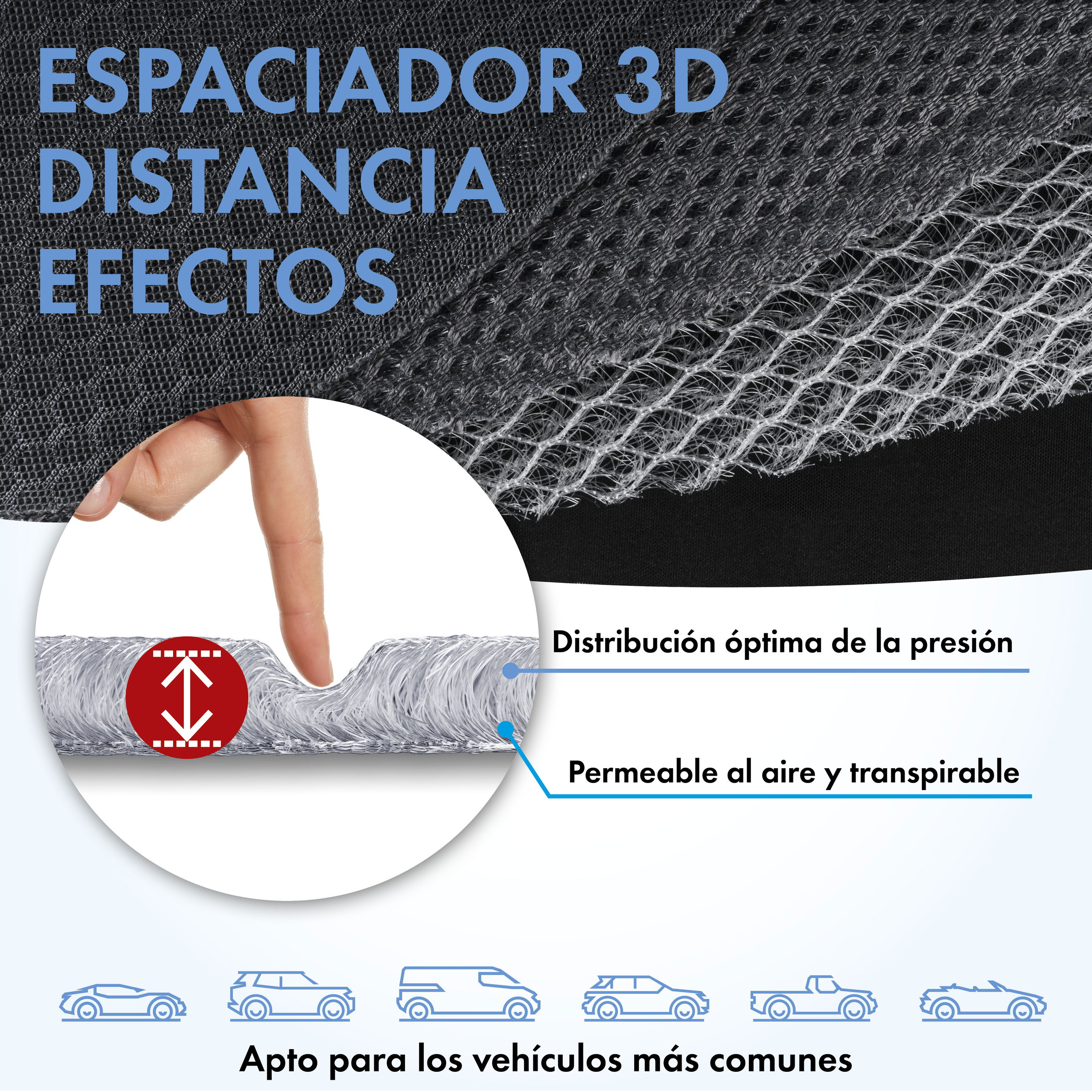 espaciador 3D, distancia, efectos, permeable, aire