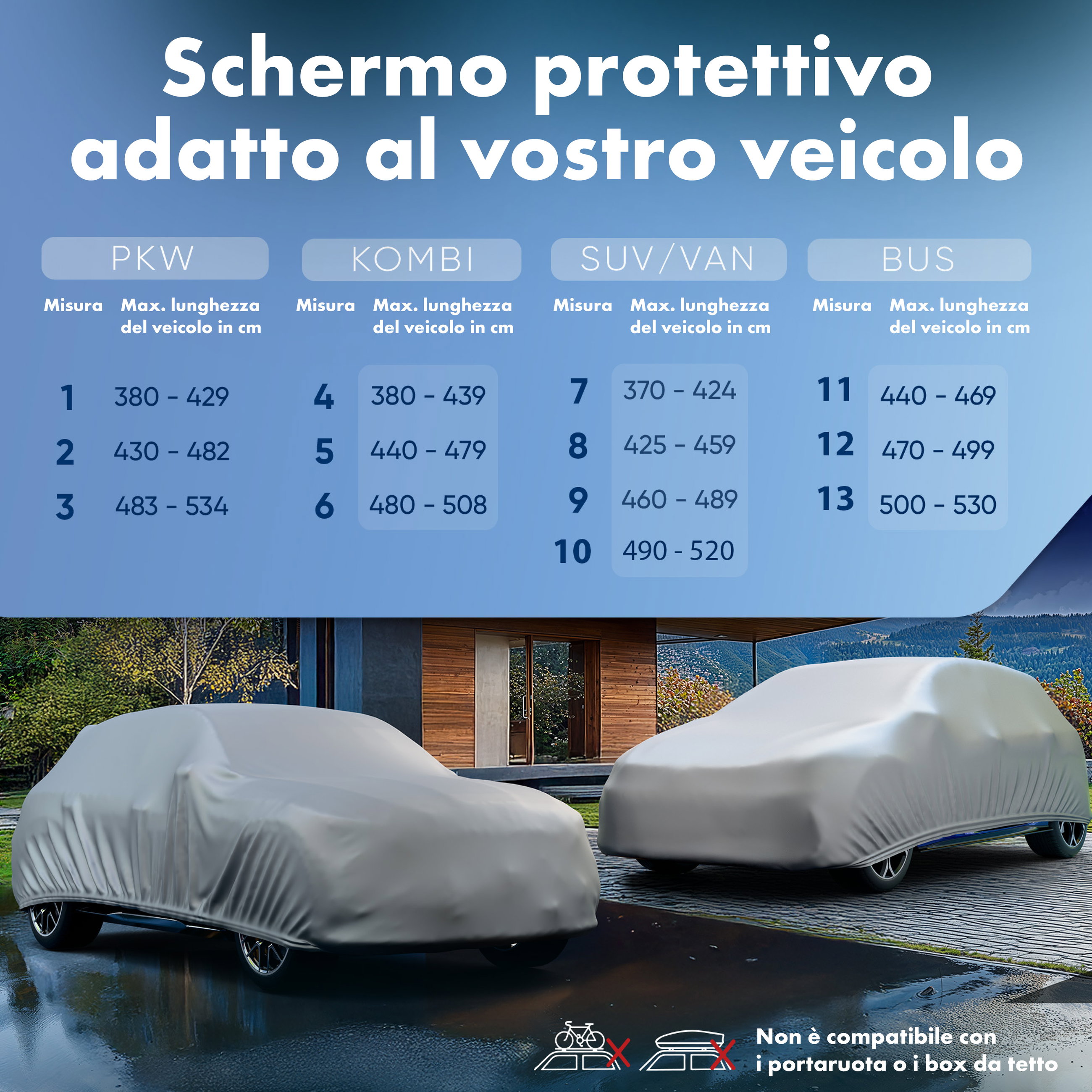 Telone per auto, telone auto garage completo misura M argento