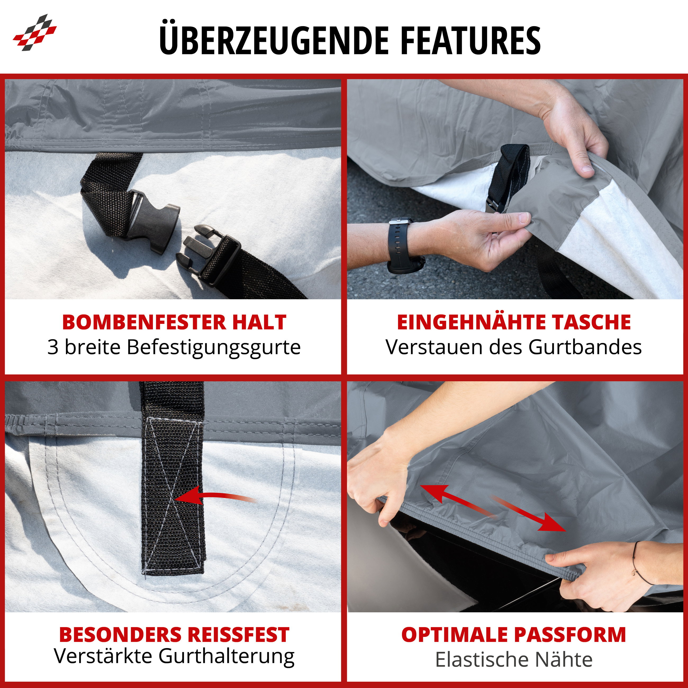 Abdeckplane Auto All Weather Plus, Premium Autoplane Vollgarage Größe 1 PKW, Autoabdeckung grau