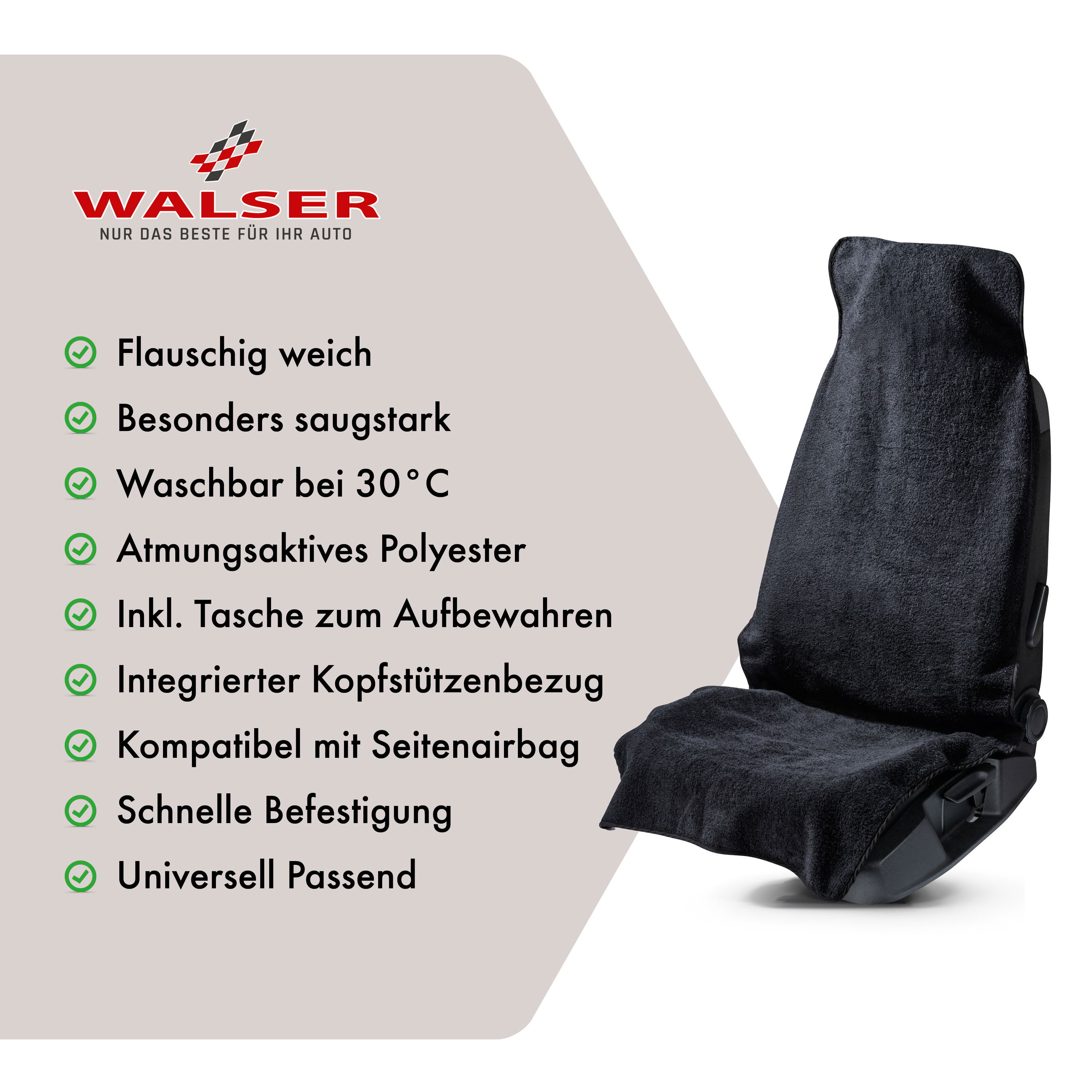 Autositzeinlage, Sitzbezug, Bequem, Fleckenresistent, Polyester, Fleischig weich, Waschbar 30°C, Atmungsaktives Polyester, Integrierter Kopfstützenbezug, Universell passend