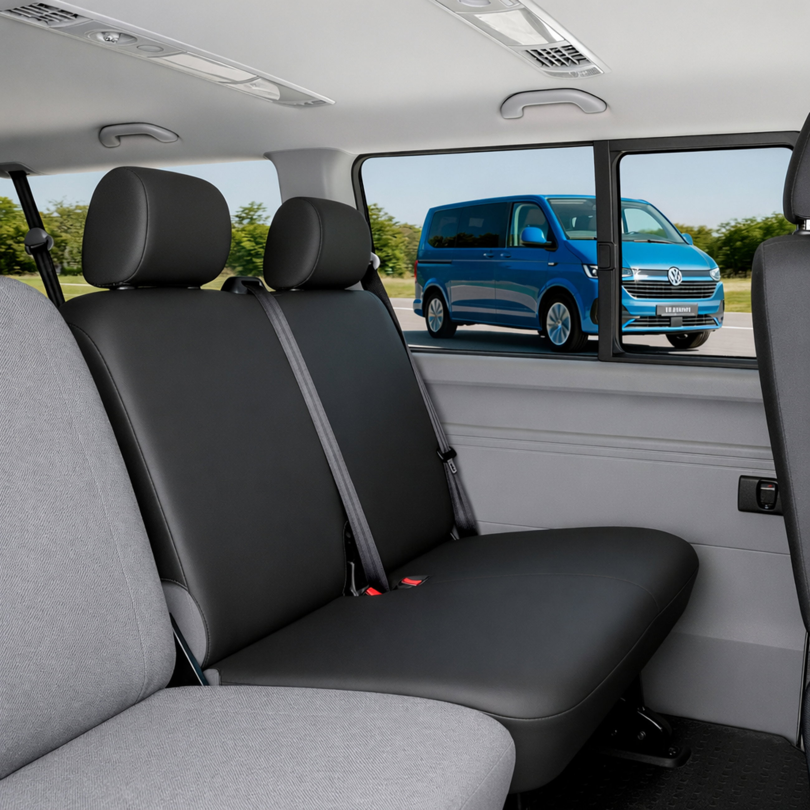 sitzbank, auto-innenraum, 3-sitzer, schwarz, kabelsalat?, Kombi-Sitzreihe, Schwarzleder-ähnliche Sitze, Komfortsitze, Fahrzeug-Innenraum, Sitzgurt