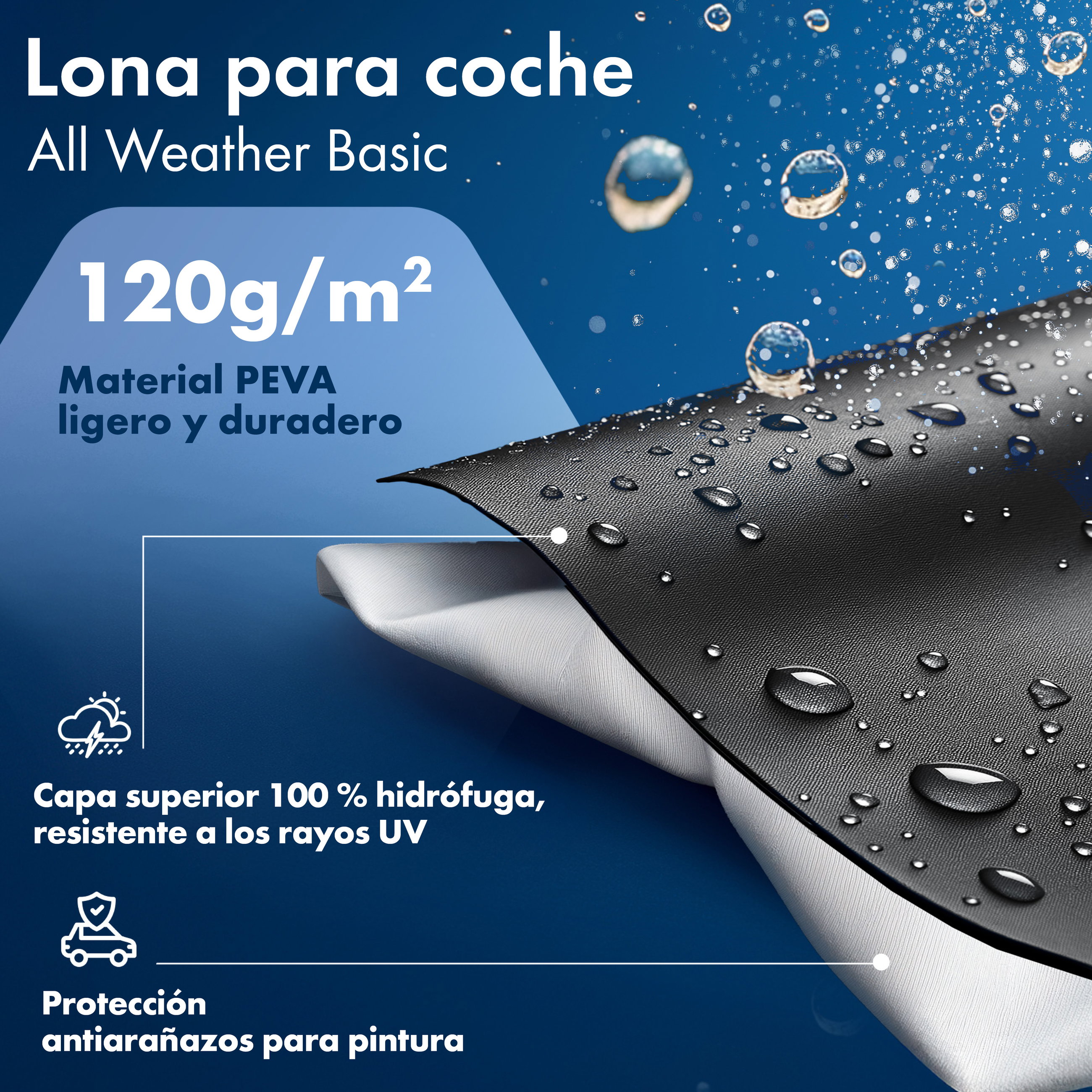 Cubierta protectora de coche All Weather, funda de coche funda integral talla 2 coche, funda para coche negro