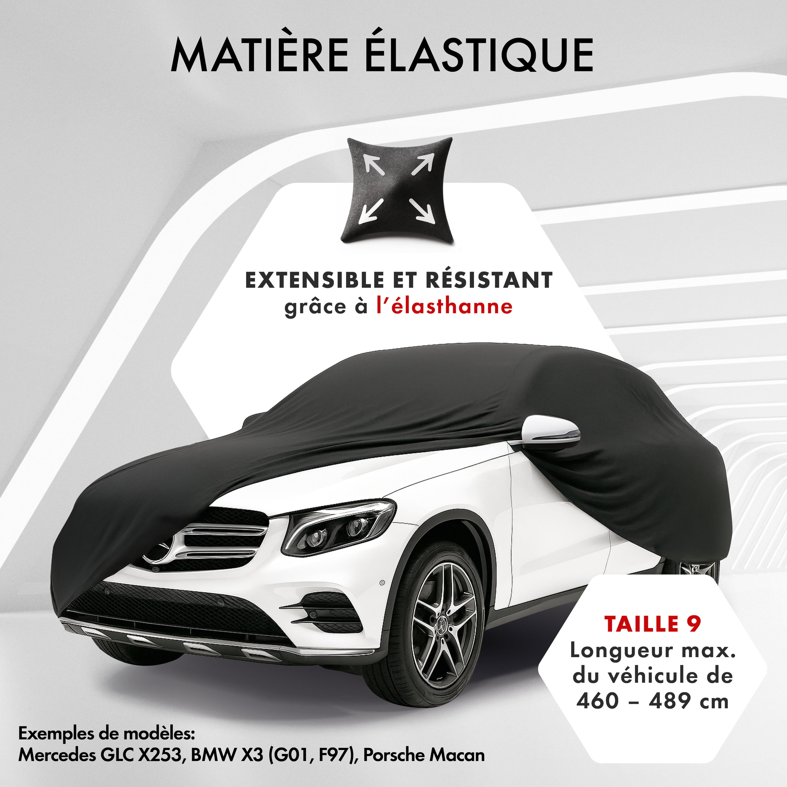 Premium housse de voiture Indoor Stretch, bâche complet pour l'interieur Plus taille 9 SUV/VAN noir
