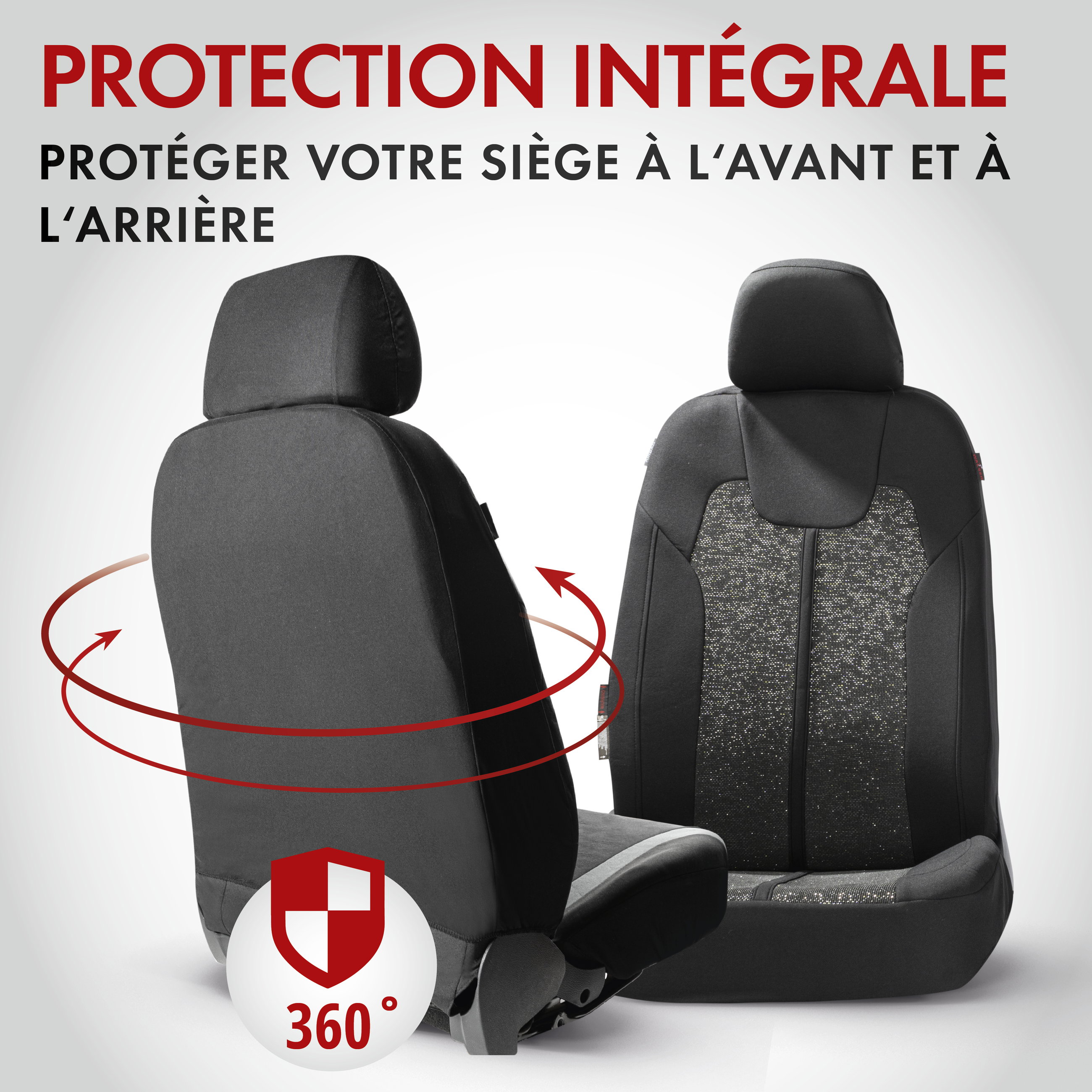 ZIPP IT Housse de sièges Corso pour deux sièges avant avec système de fermeture éclair noir/argent