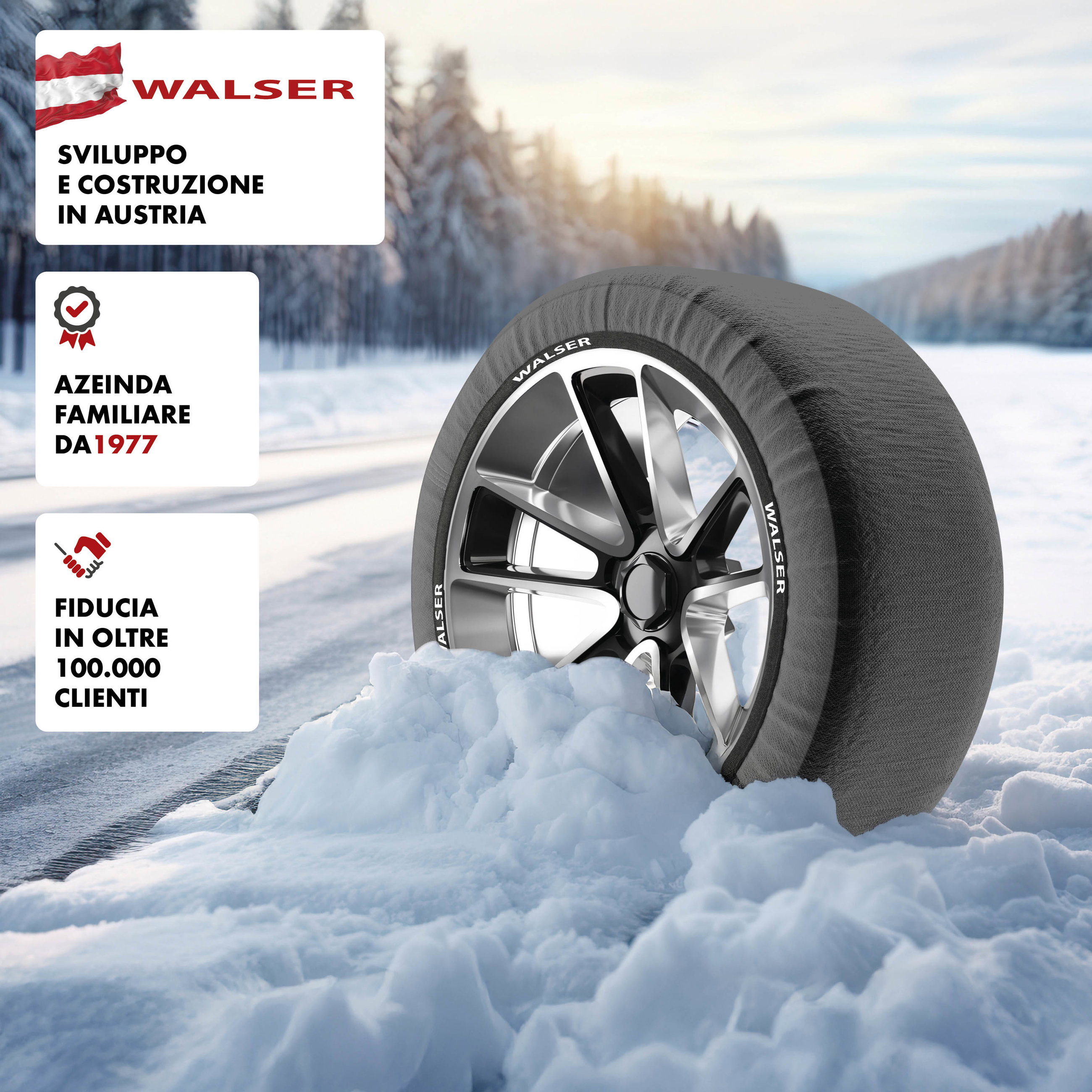 Catene da neve Premium Easygo L, catene da neve in tessuto omologato secondo lo standard UE 16662-1, calze da neve Set di 2 grigio/nero