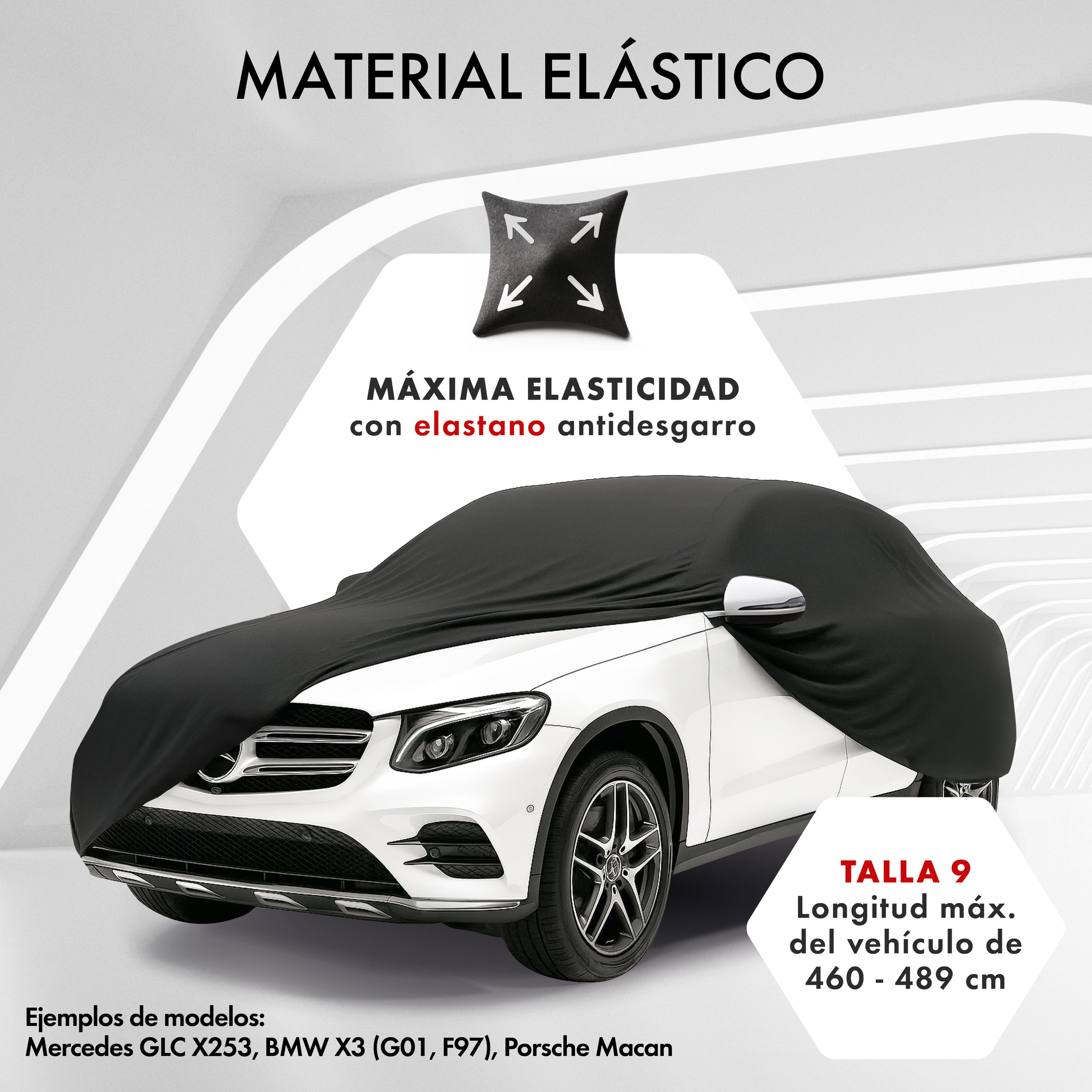 Funda de coche interior Stretch Plus, cubierta protectora de coche talla 9 SUV/furgoneta negro