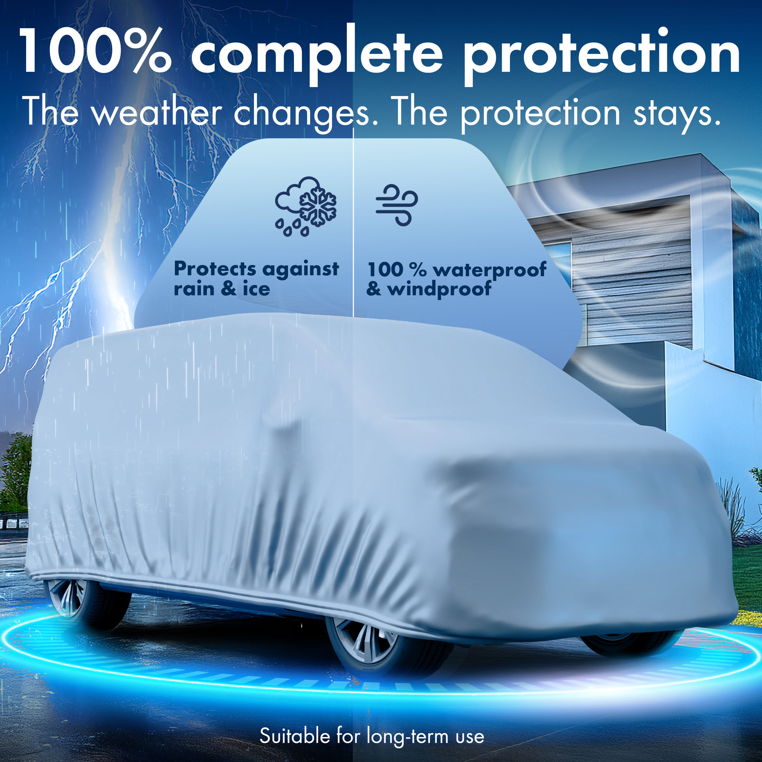 Car cover All Weather, bus car cover size 12 silver