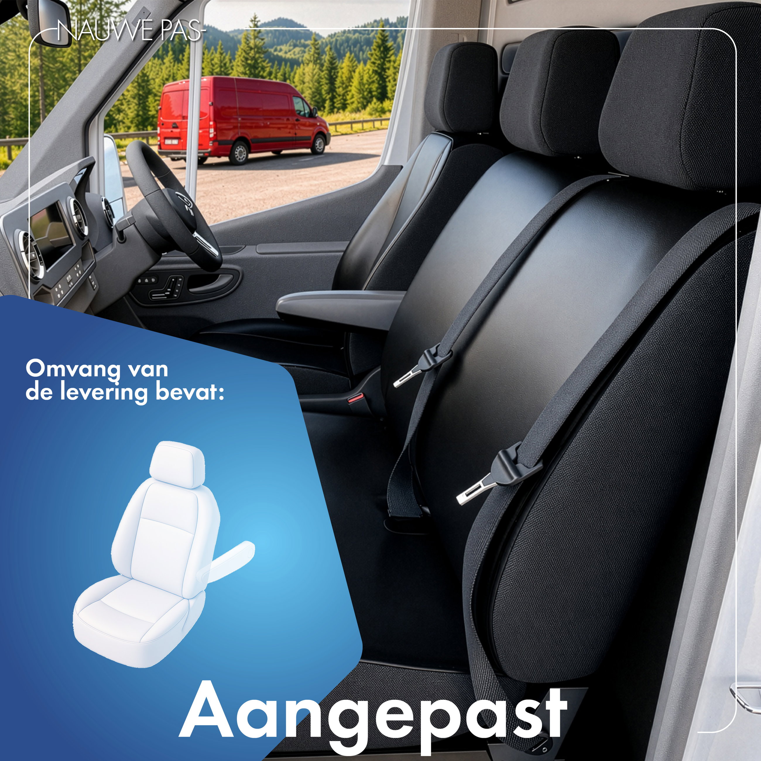Autostoelhoes Transporter Fit Kunstleer antraciet geschikt voor Mercedes-Benz V-Klasse 447, 1 enkele zitplaats voorpassagier (armleuninguitsparing links)
