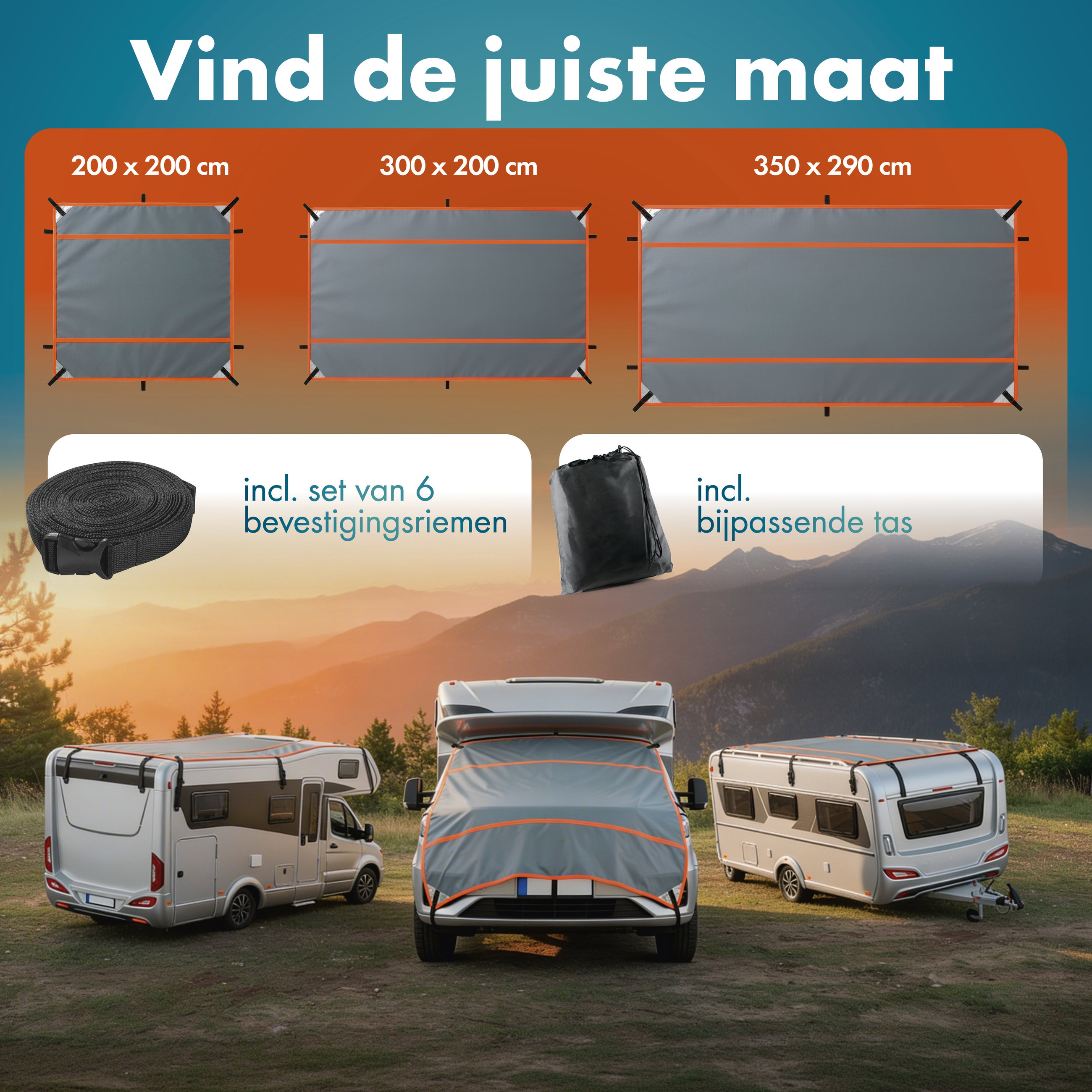 Camper/Caravan Hagelbeschermhoes Perma Protect, Maat L (350 x 290 cm), hagelbescherming tot 1,9 cm, zilver