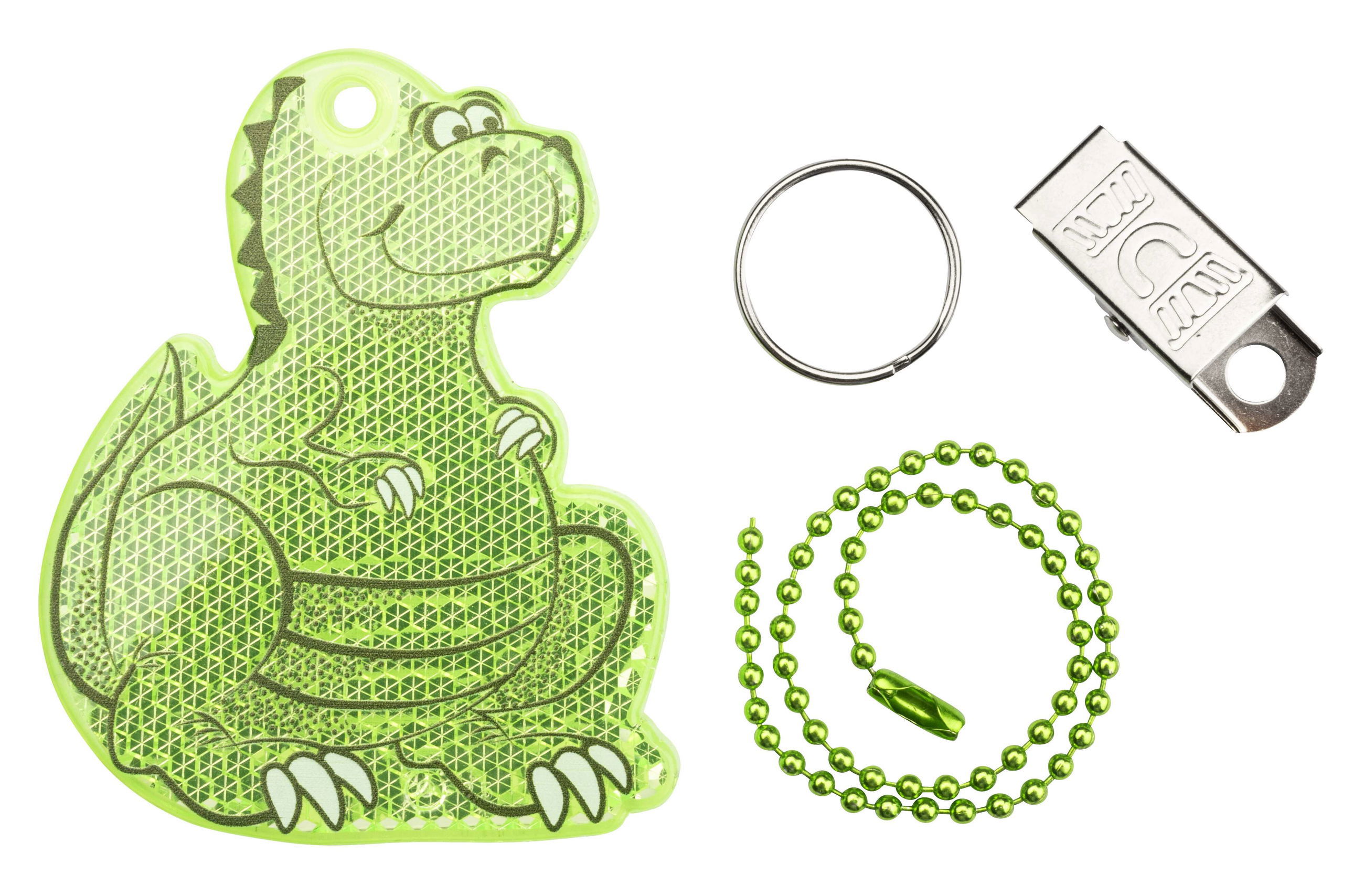 Pendentif réfléchissant pour enfants Dino, pendentif réfléchissant vert