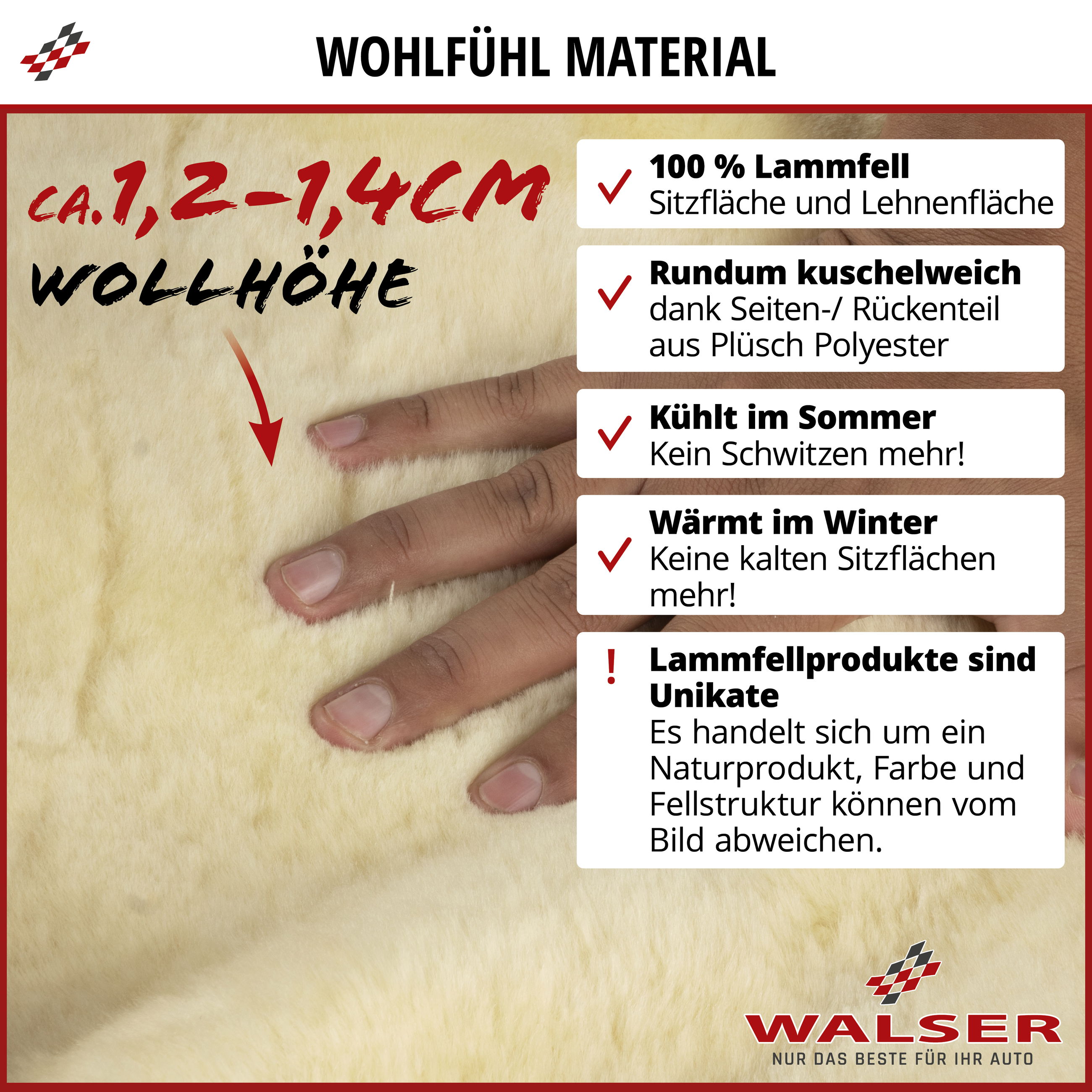 Autositzbezug Mona Lammfell & Webpelz, 12-14 mm beige - ZippIt 110 & 115