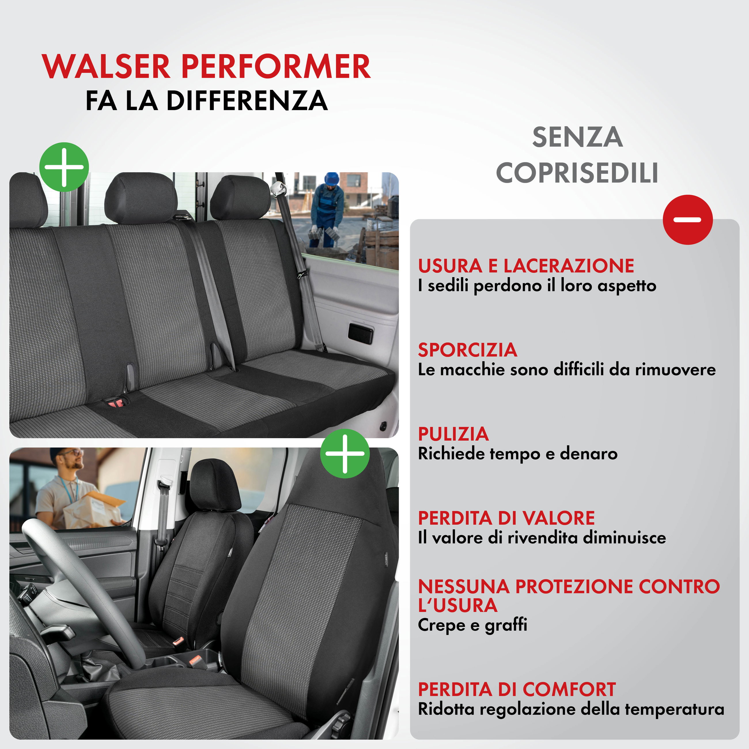 Coprisedile universale Performer in 100% poliestere per furgone/trasporto/autobus, Copertura per panca a 3 posti