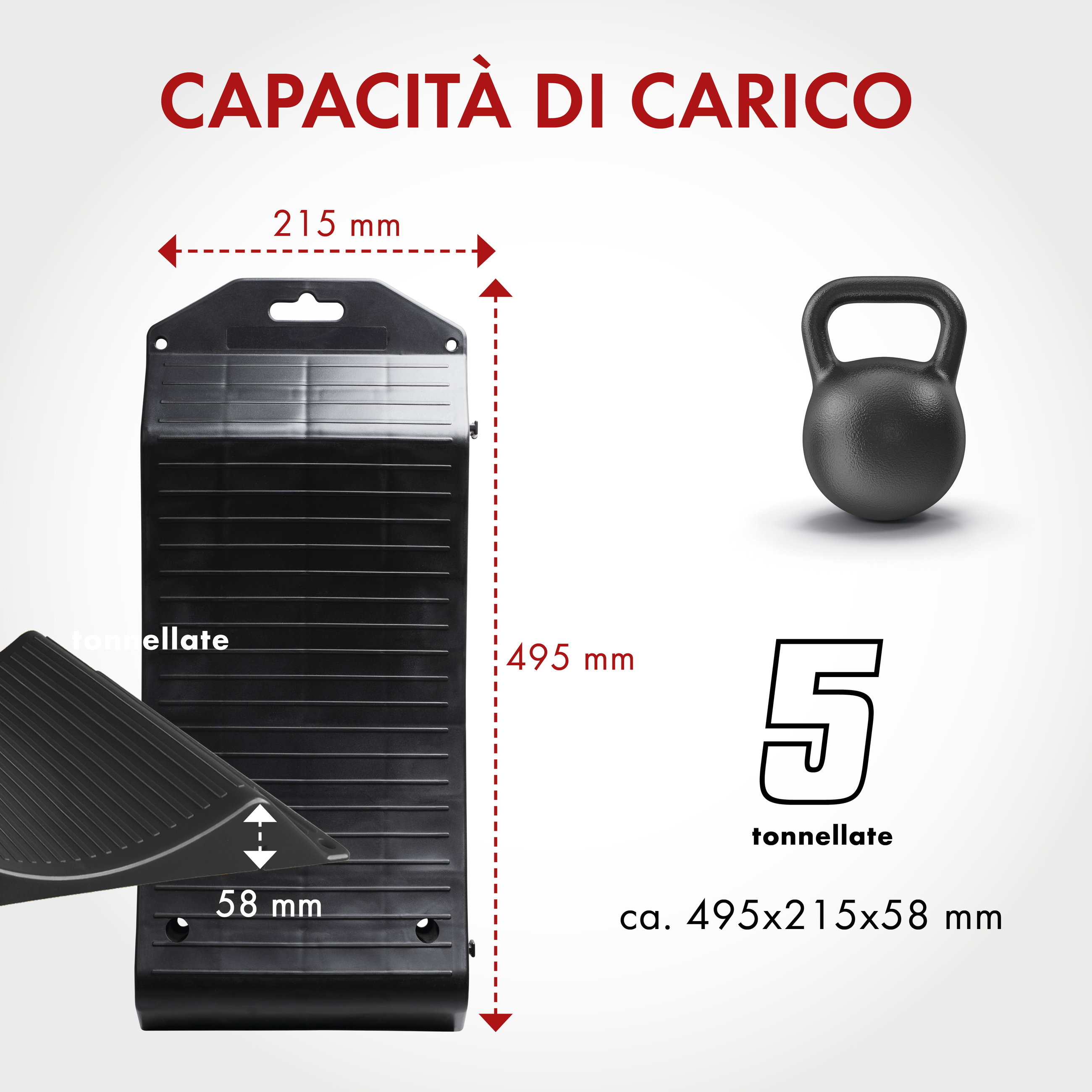 Protezione per pneumatici con capacità di carico fino a 5 tonnellate, set di pattini per pneumatici 2 pezzi, culla per pneumatici per proteggere i punti piatti 49,5x21,5x5,8 cm