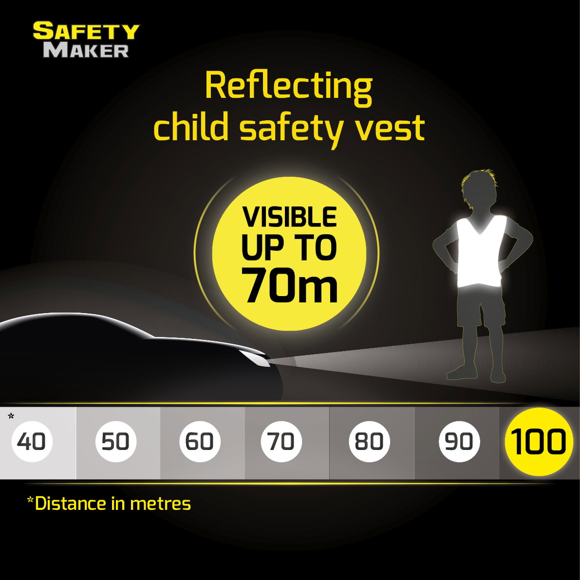 Safety vest 7-14 years yellow