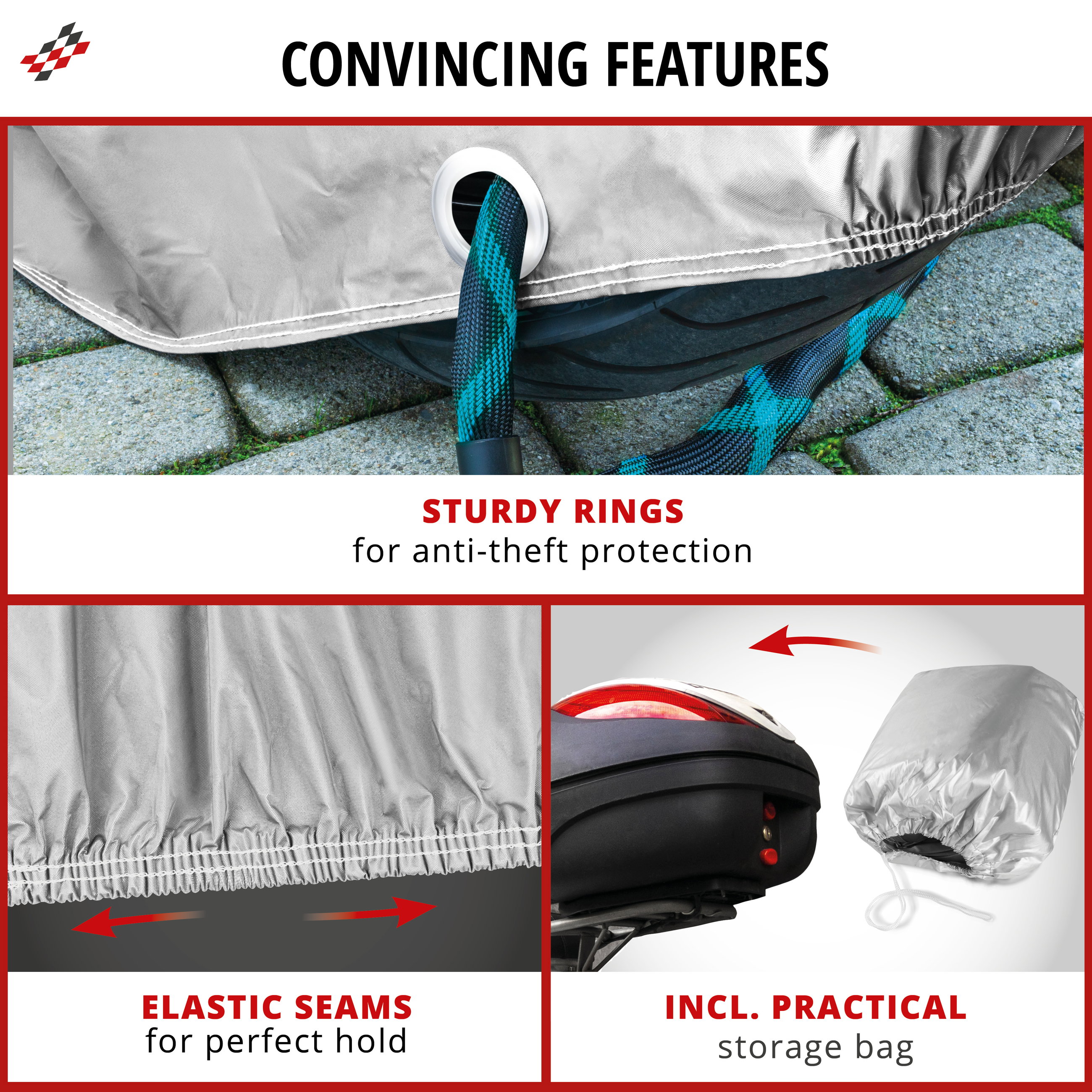 Motorcycle cover All Weather L, Motorcycle cover, Waterproof motorcycle garage - 250x100x130 cm silver
