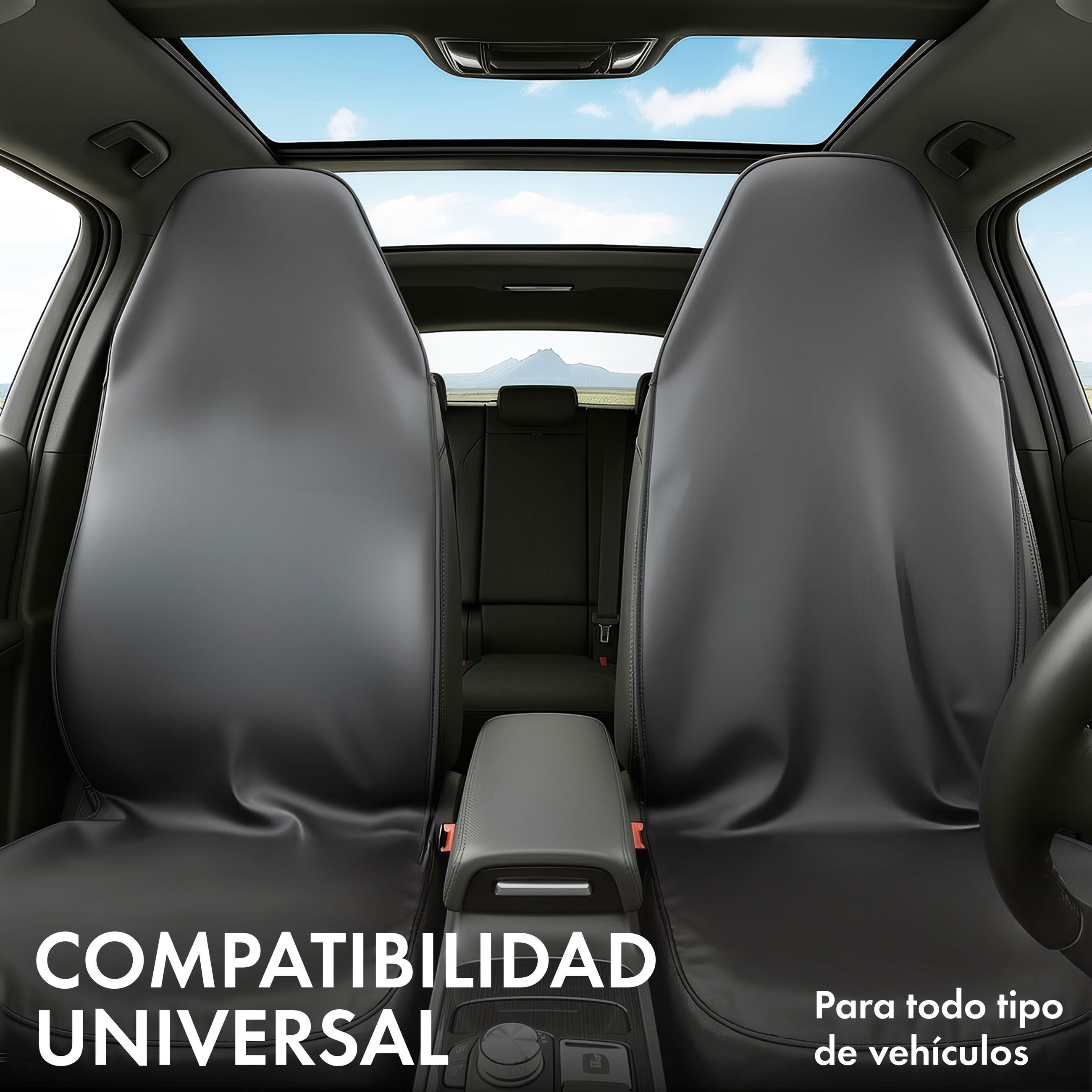 Coche funda protectora cuero sintético, funda protectora asiento de coche delantero, protector de asiento coche negro/rojo, 2 pieza