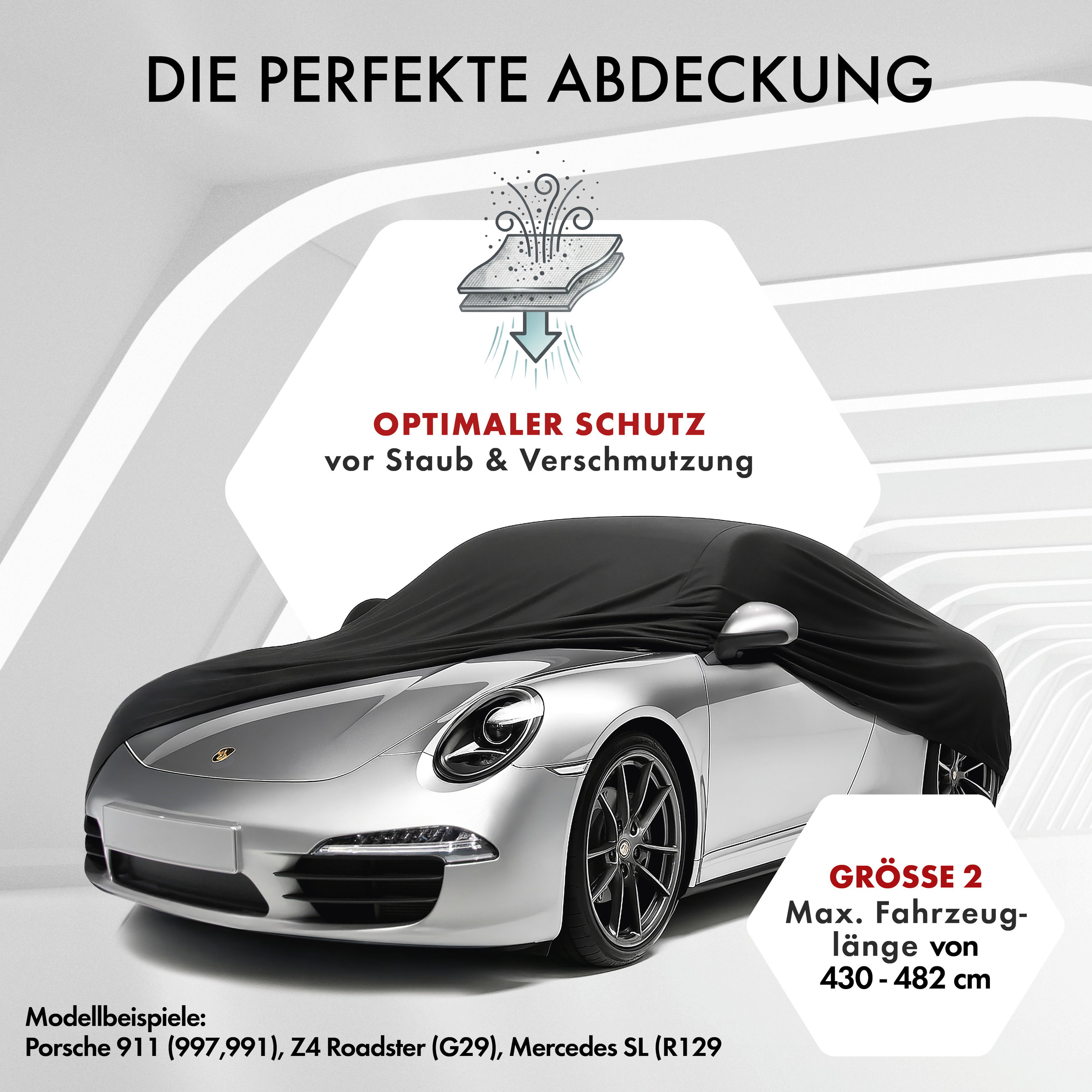 Autoplane Indoor Stretch, PKW-Abdeckplane Größe 2 PKW schwarz