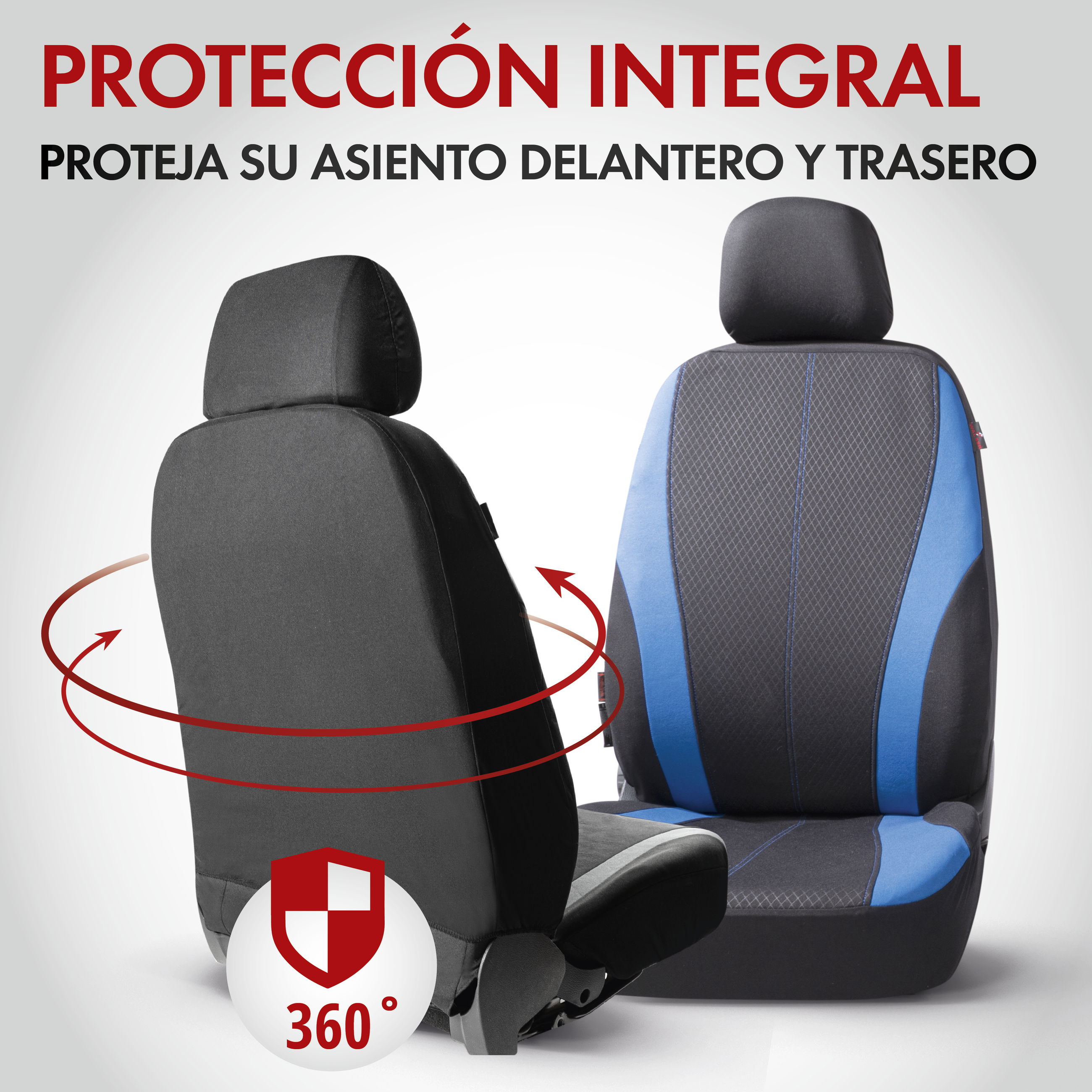 Funda de asiento ZIPP-IT Dundee, fundas protectoras de coche para 2 asientos delanteros con sistema de cremallera negro/azul