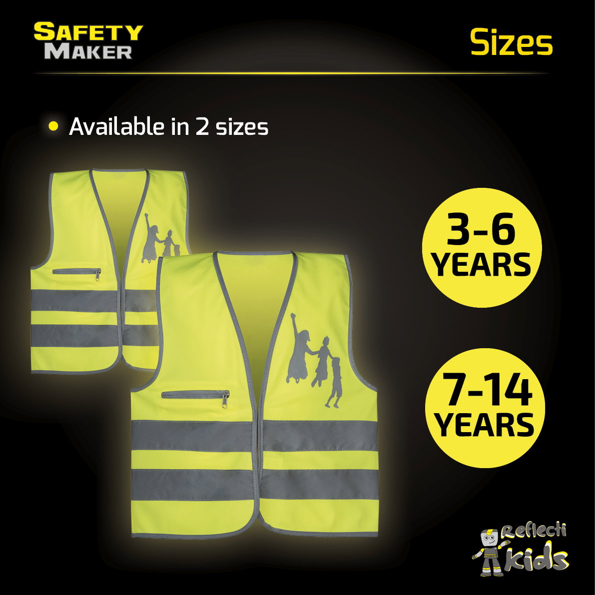 Safety Maker  Veiligheidsvest voor kinderen, hoge zichtbaarheidsvest, reflecterend vest, reflecterend voor 3-6 jaar, geel