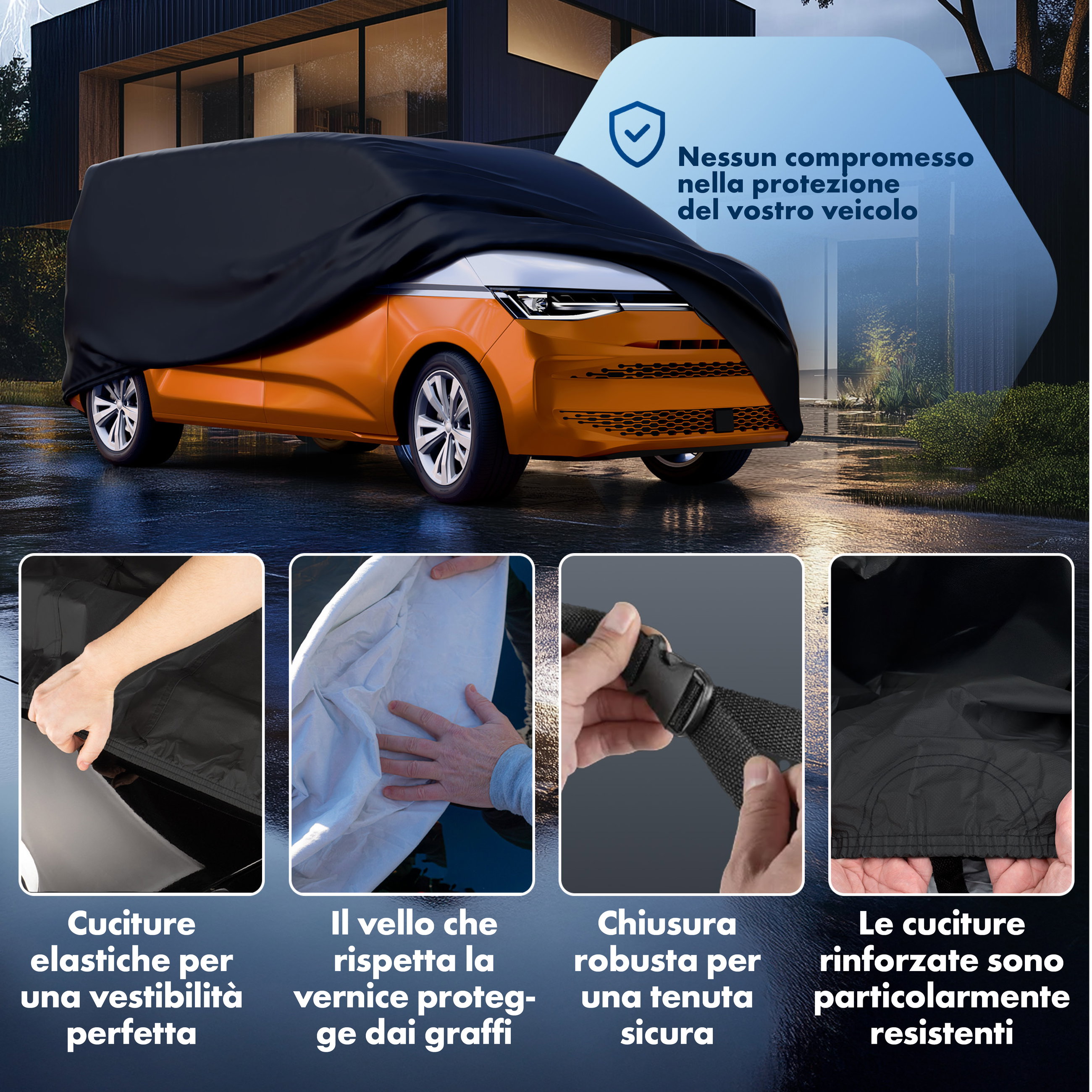 Telo Copriauto All Weather, Telone per autobus Misura 11 nero