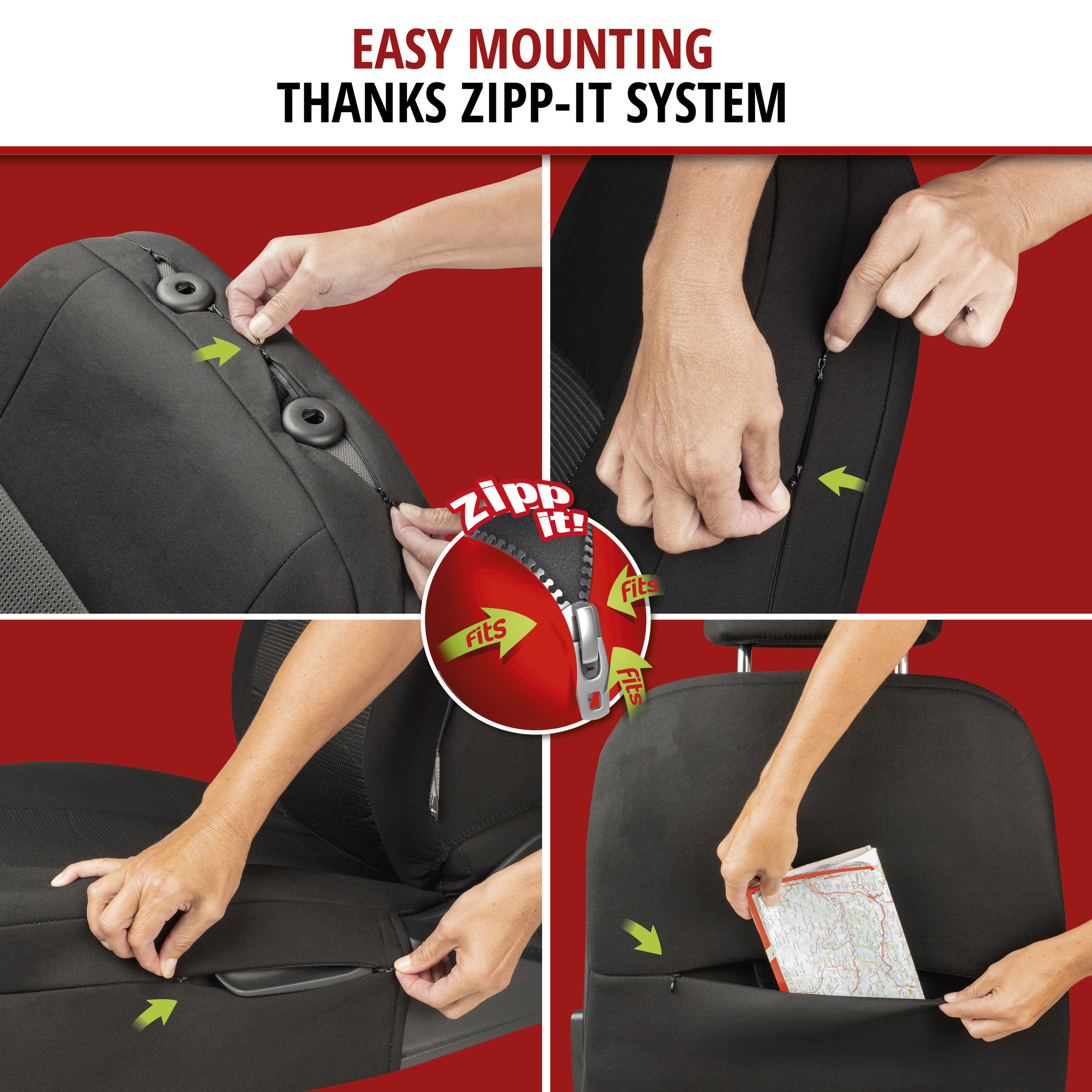 ZIPP IT Premium Esprit car seat covers complete set with zip system, normal seats