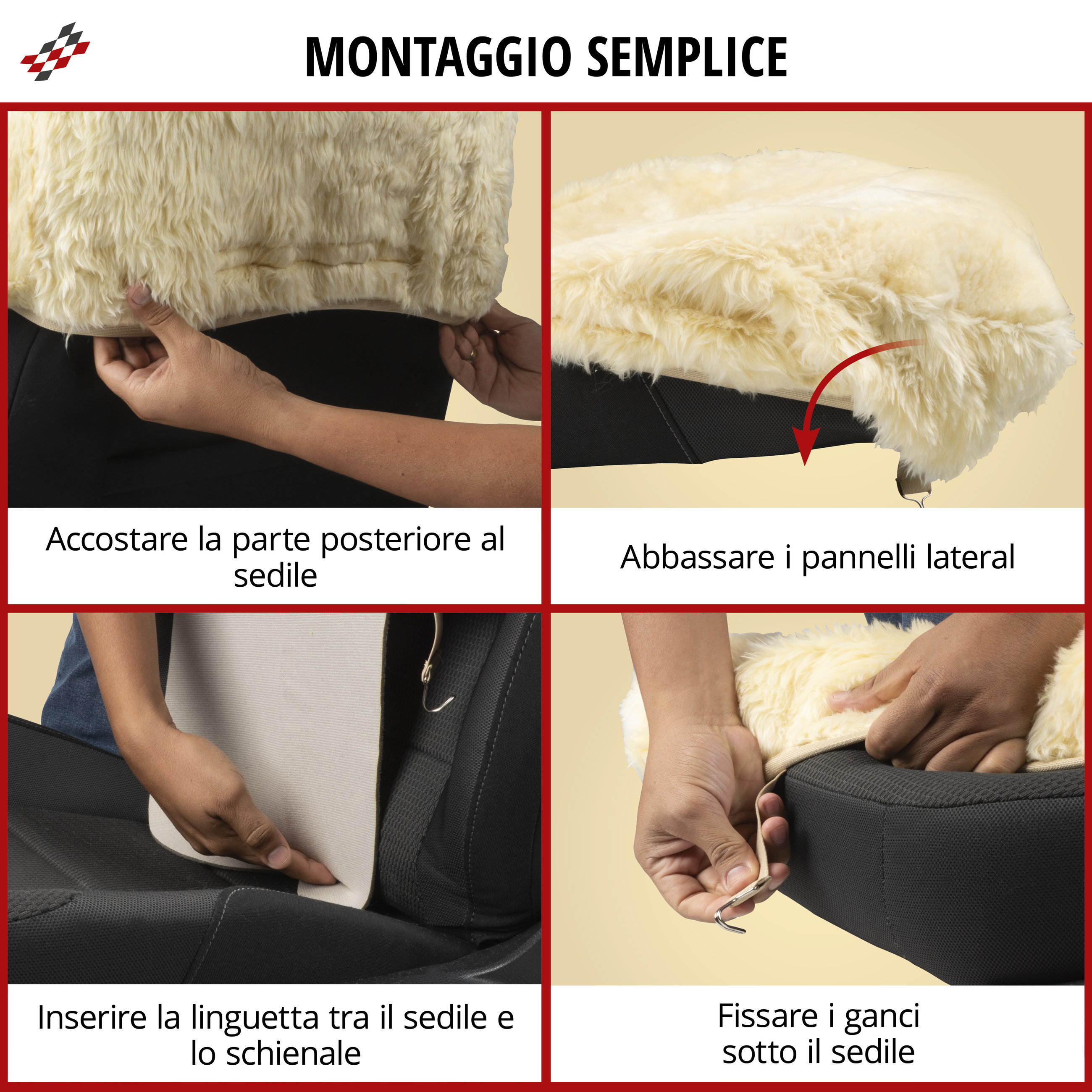 Nove teli copri sedile auto in pelle d'agnello antracite con sistema informatico ZIPP, 1 pezzo