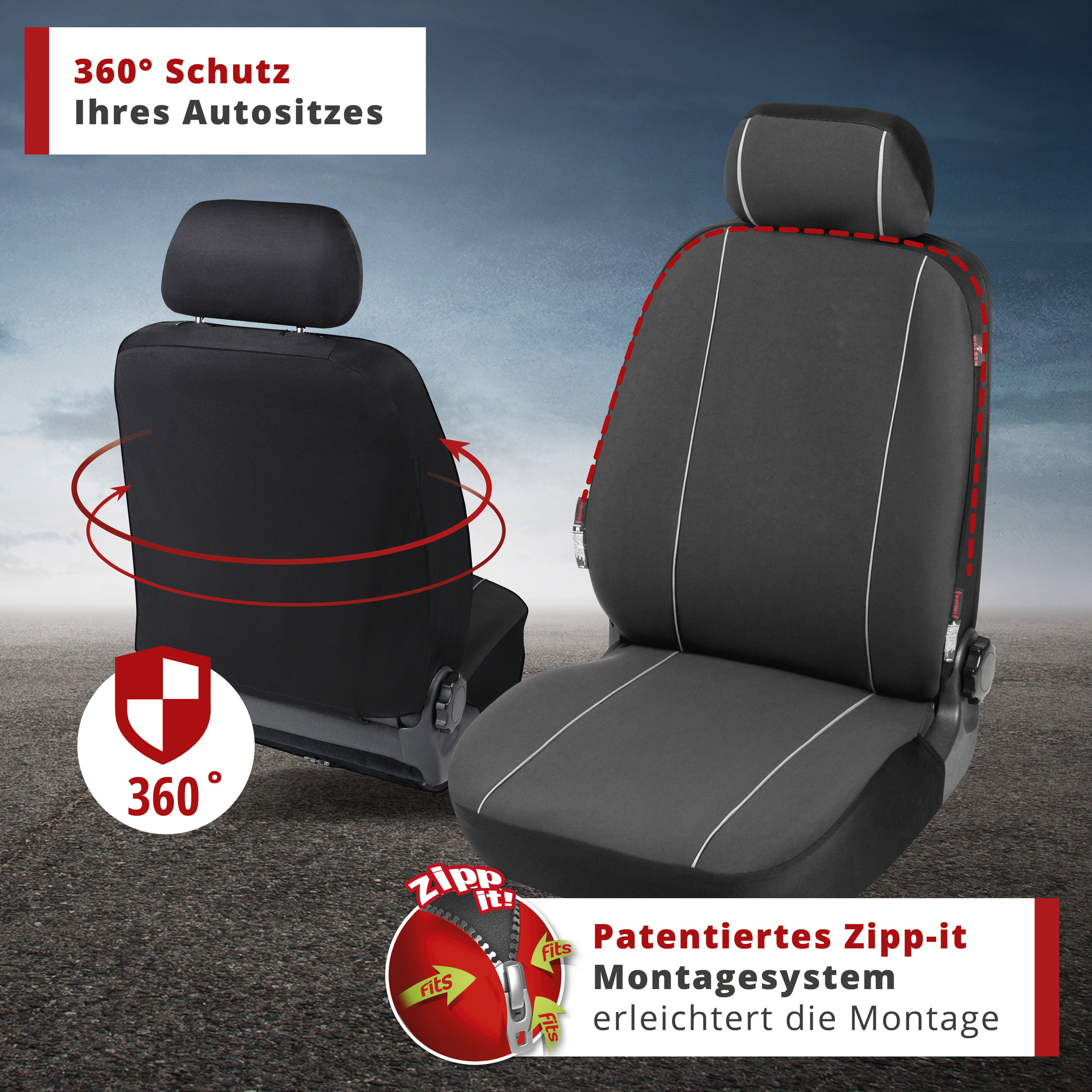 Autositzbezug Modulo, PKW-Schonbezug Einzelsitz für Normalsitze graphit, 1 Stück