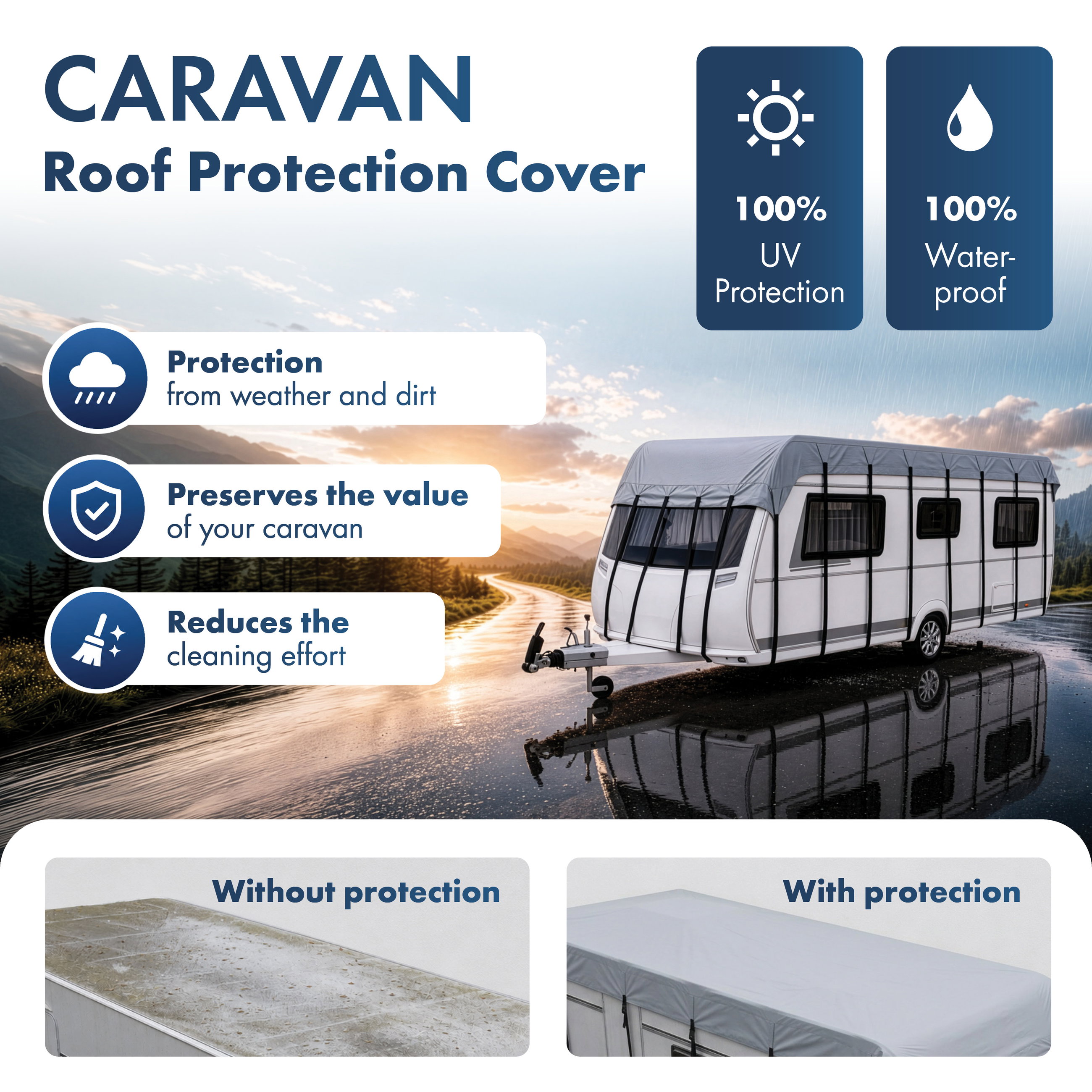 Caravan Dachabdeckung 500x300cm grau