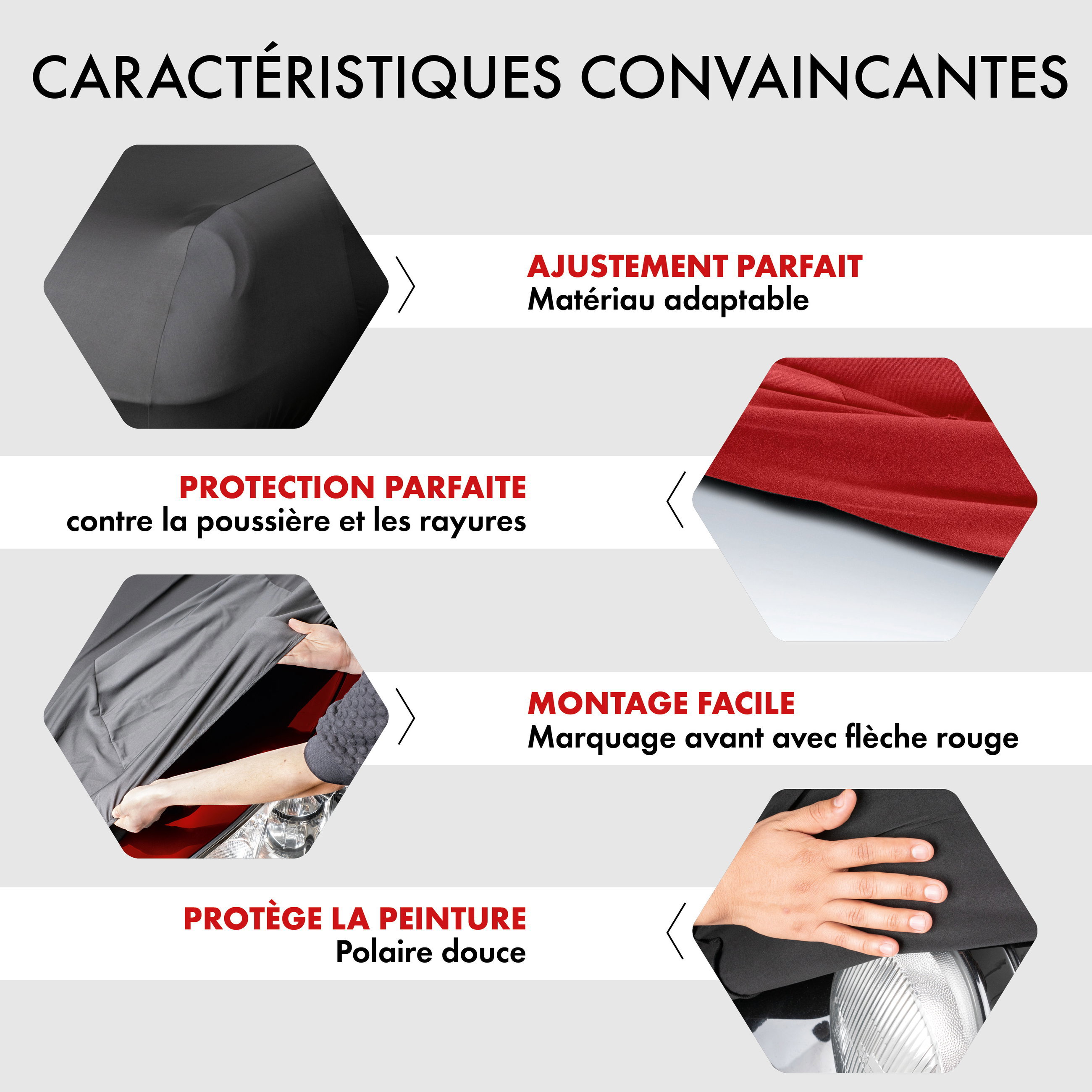 Premium housse de voiture Indoor Stretch, bâche complet pour l'interieur Plus taille 1 voiture rouge