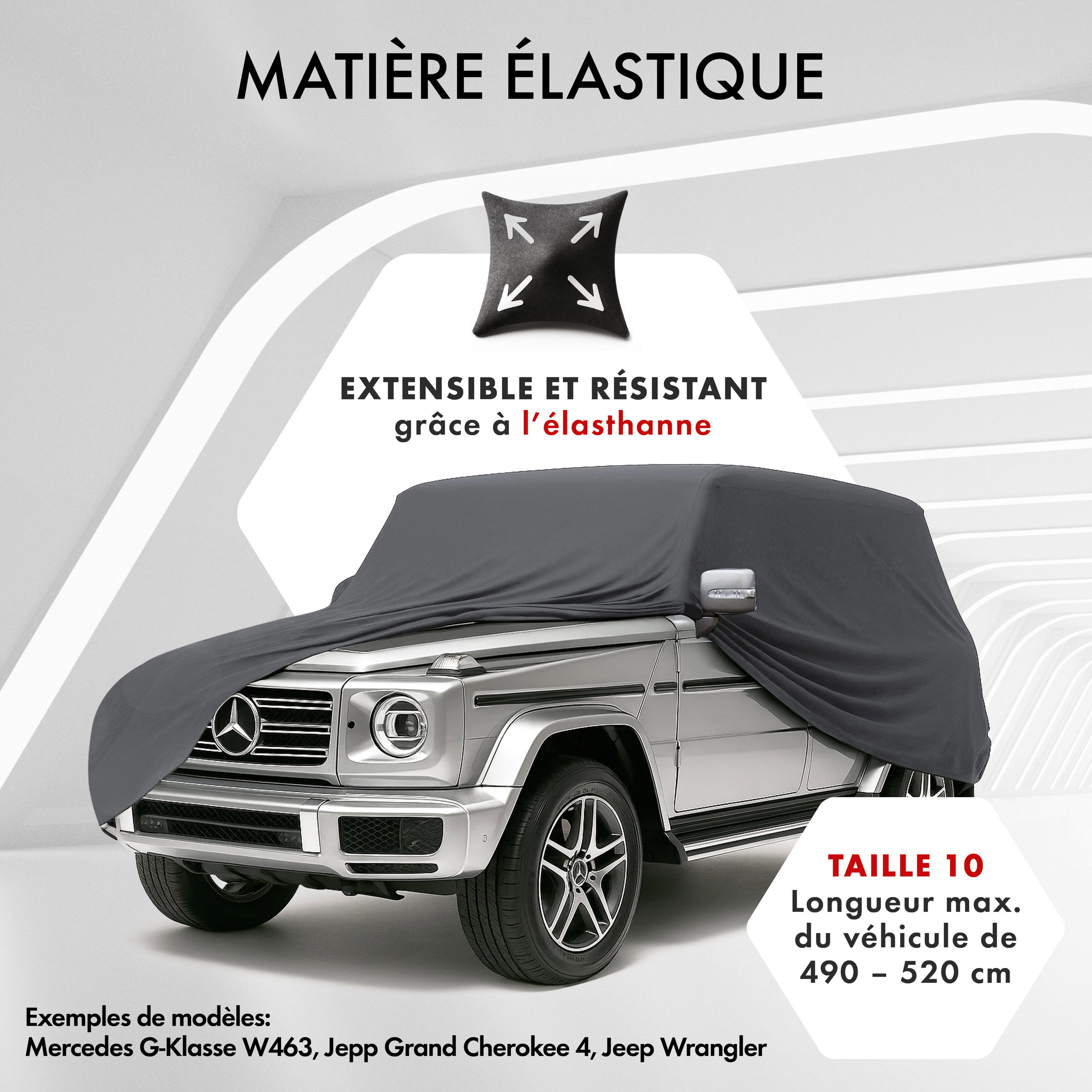 Premium housse de voiture Indoor Stretch, bâche complet pour l'interieur Plus taille 10 SUV/VAN anthracite