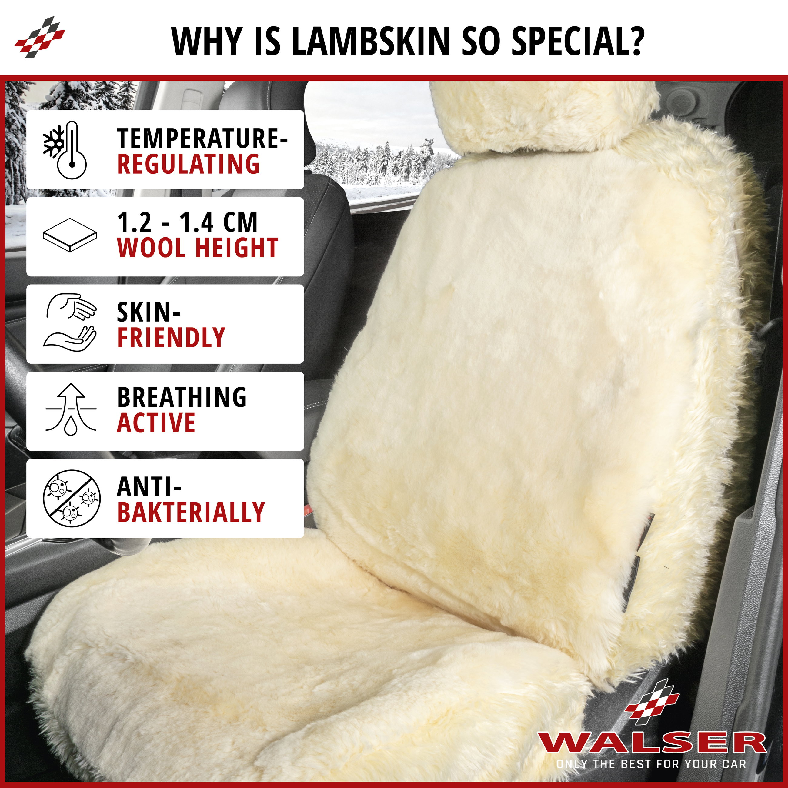 Car Seat cover Maya lambskin beige, 1 piece