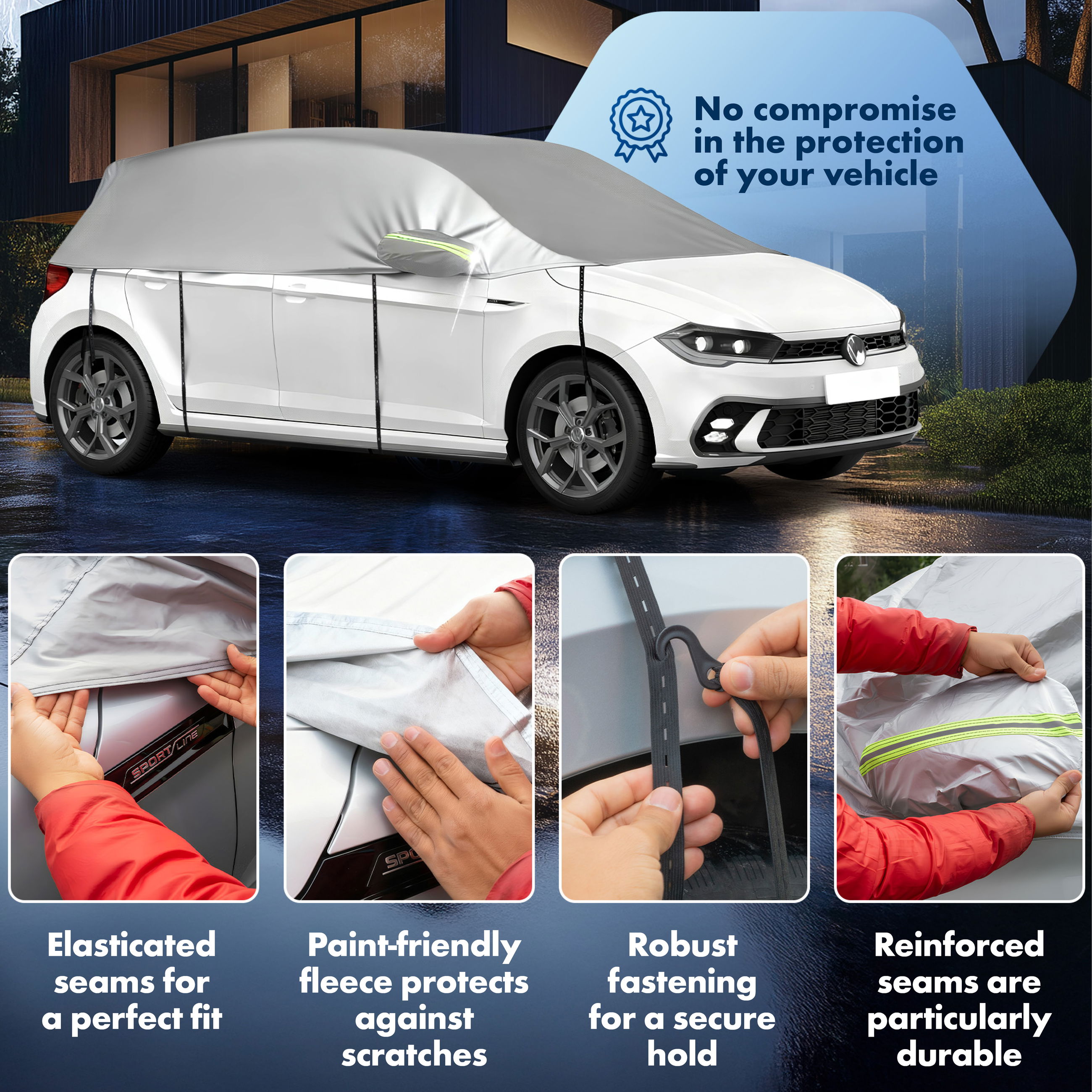 Maschine, Rad, Person, Werbung, Maschine, Rad, Person, Werbung, Autocover, Passform, elastische Naht, Lackschutz, dauerhafte Nähte