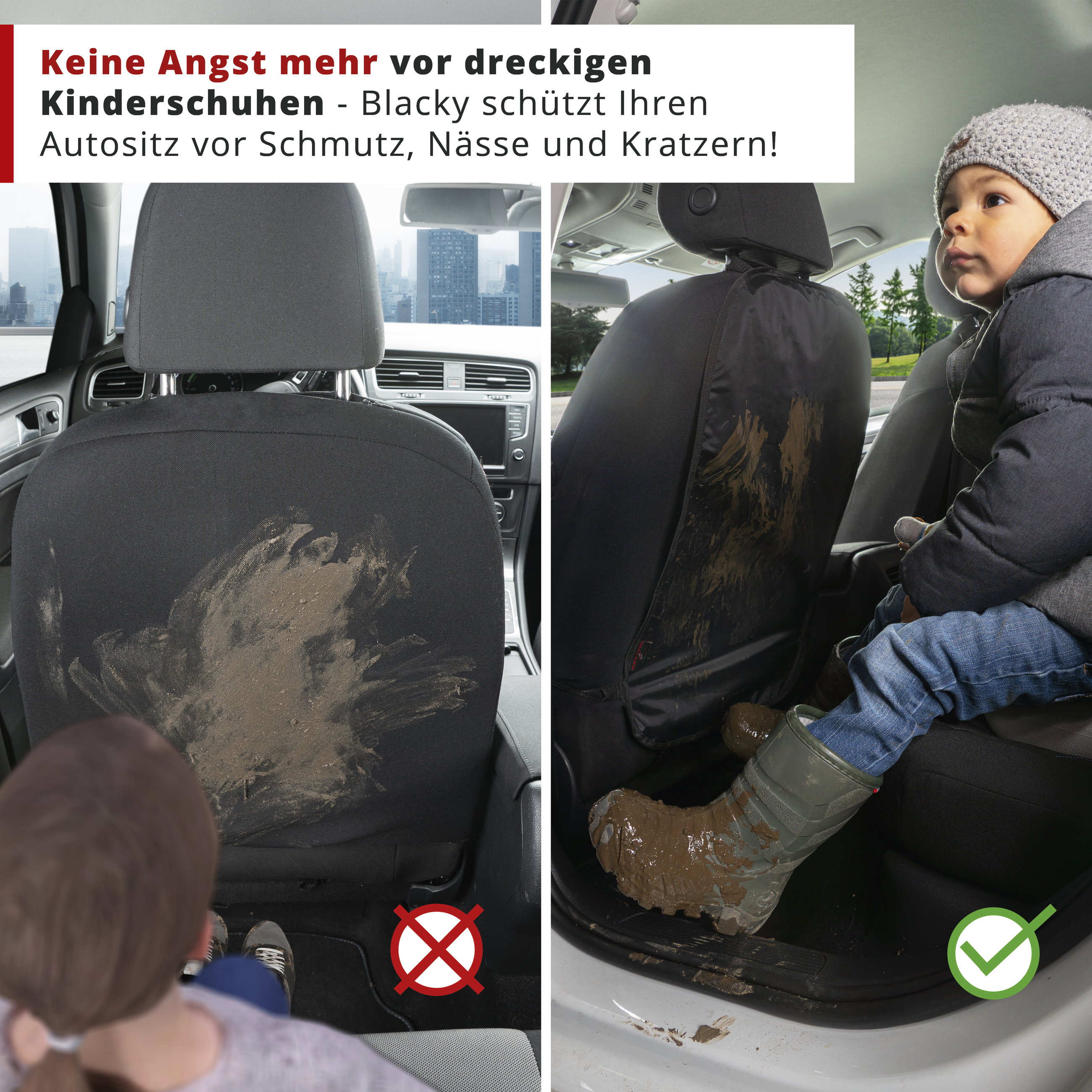 Rückenlehnenschutz Blacky, Rücksitzschoner 62x40 cm schwarz