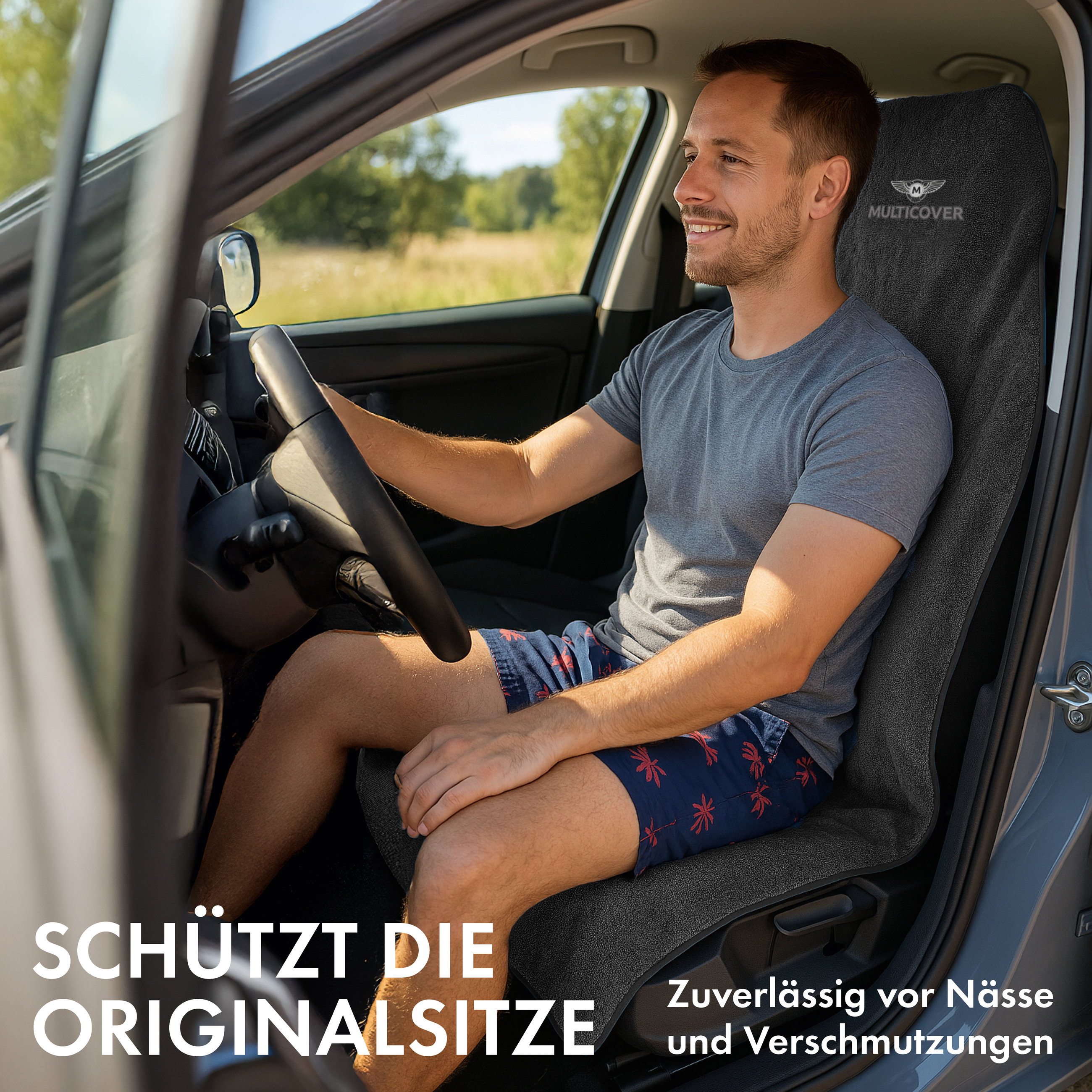 PKW-Sitzaufleger Multicover, Auto-Sitzauflage waschbar schwarz, 1 Stück
