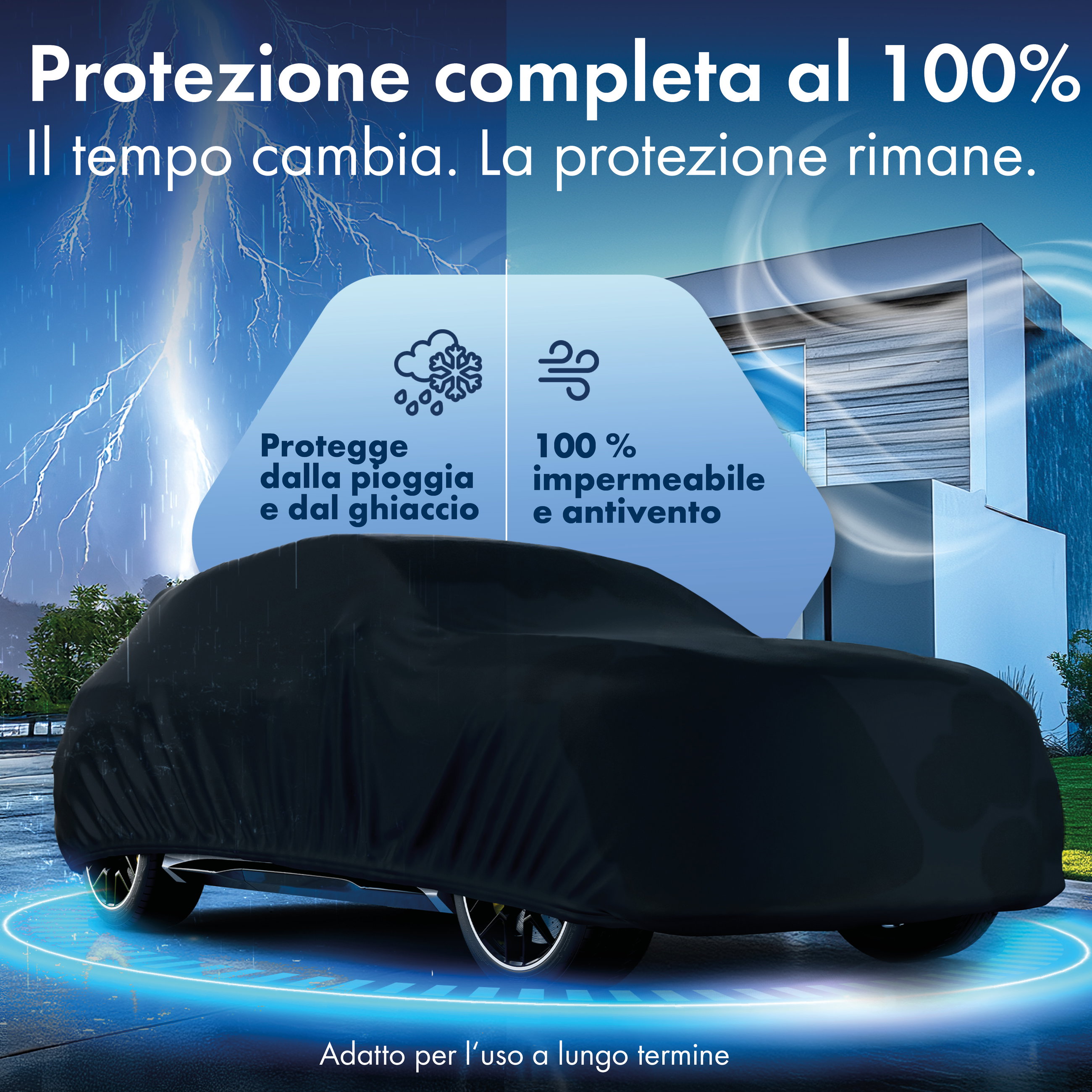 Telo Copriauto All Weather, telone per auto completo Misura 7 SUV/VAN nero