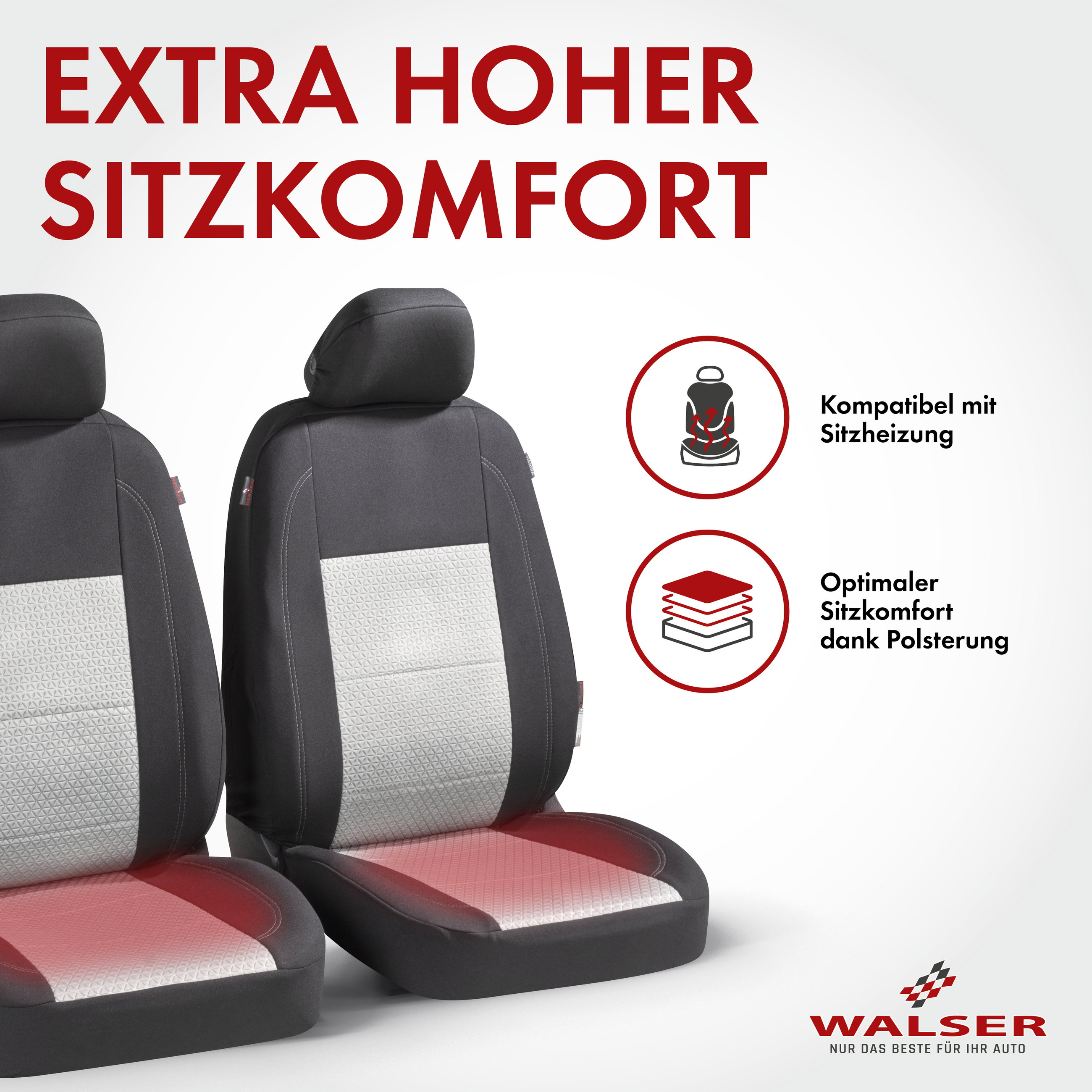 Autositzbezug ZIPP-IT Premium Avignon, PKW-Schonbezüge Komplettset mit Reißverschluss-System schwarz/silber