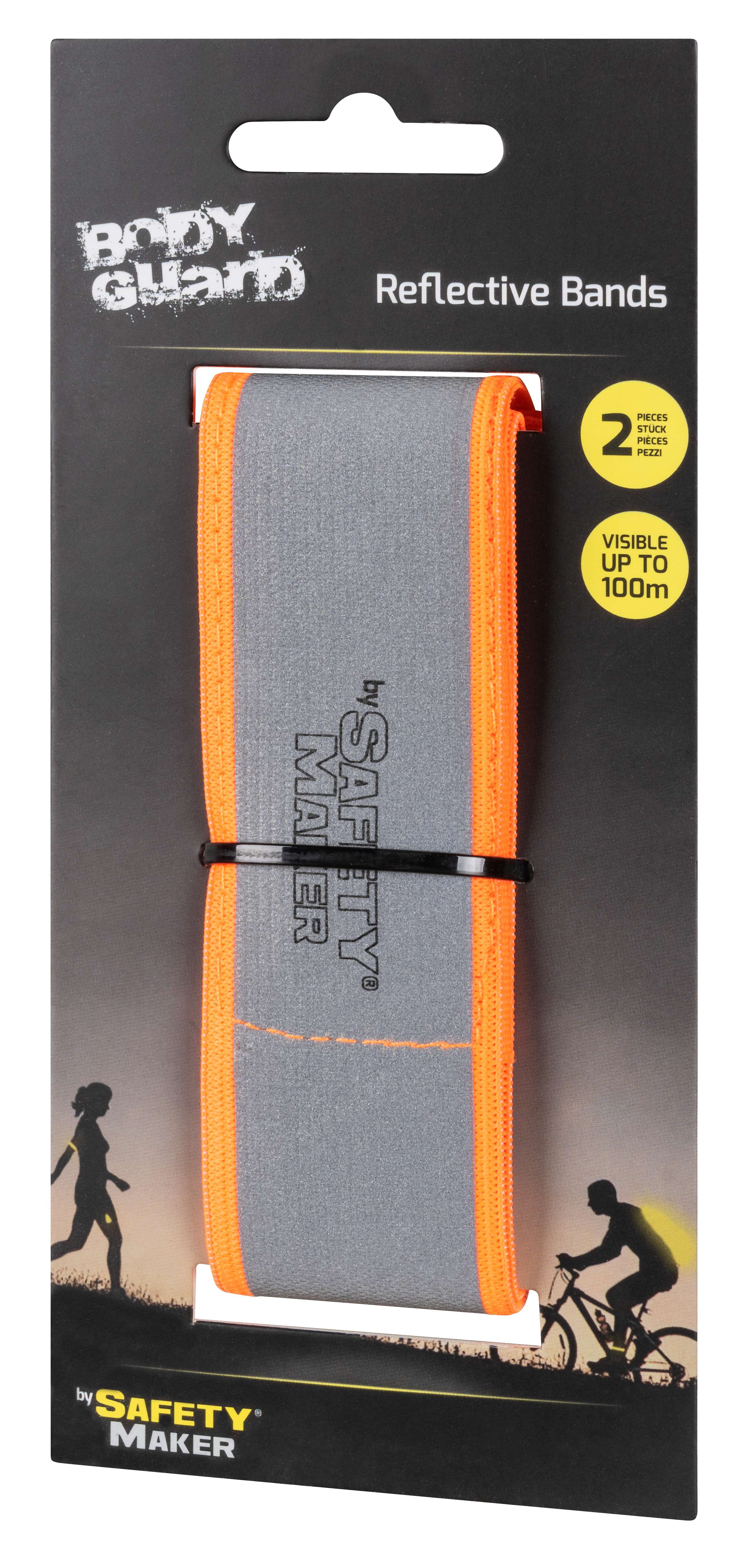 Reflekterende bånd 2 stk. reflekterende armbånd sølv/orange