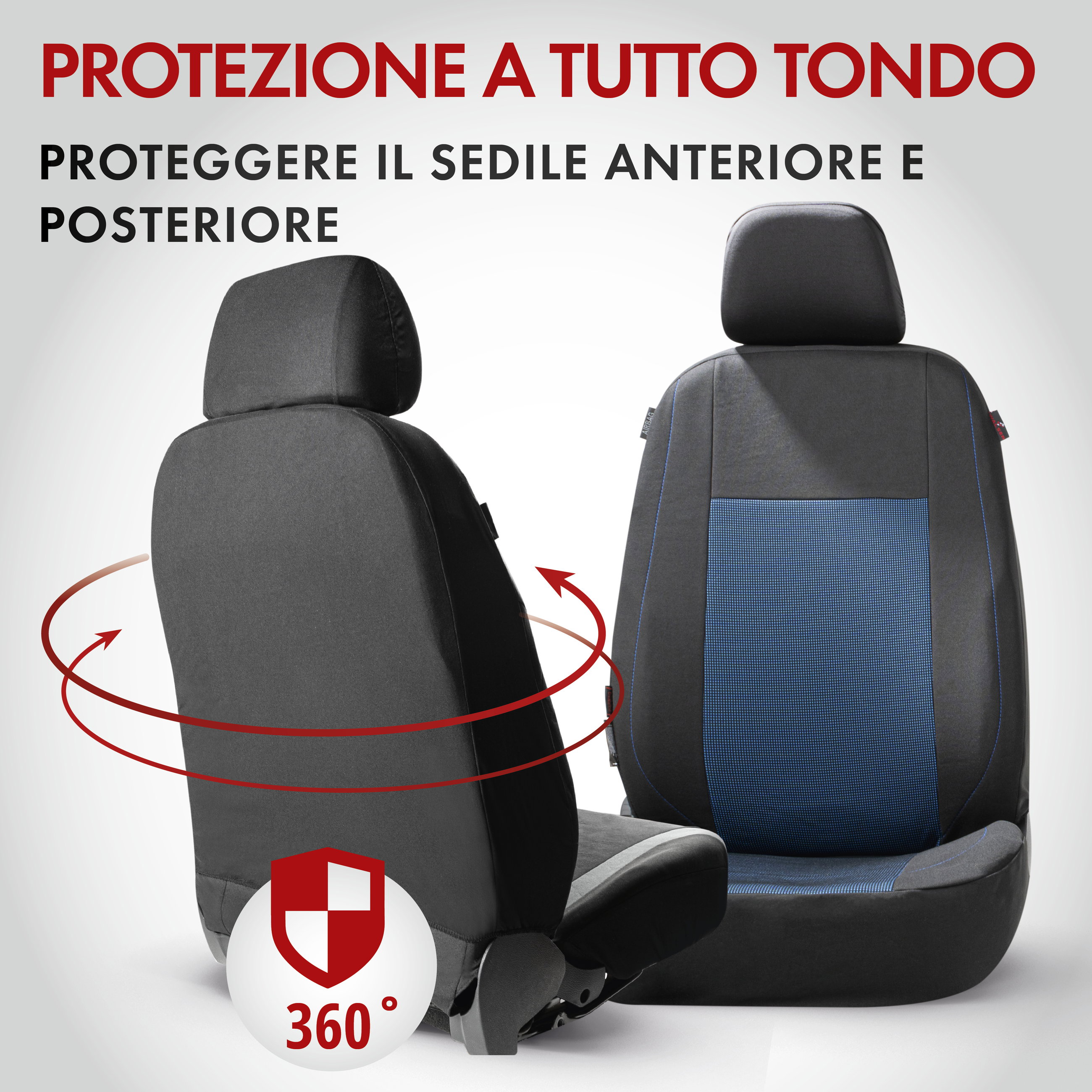 ZIPP IT Premium Coprisedili Ardwell set completo con sistema di chiusura lampo nero/blu