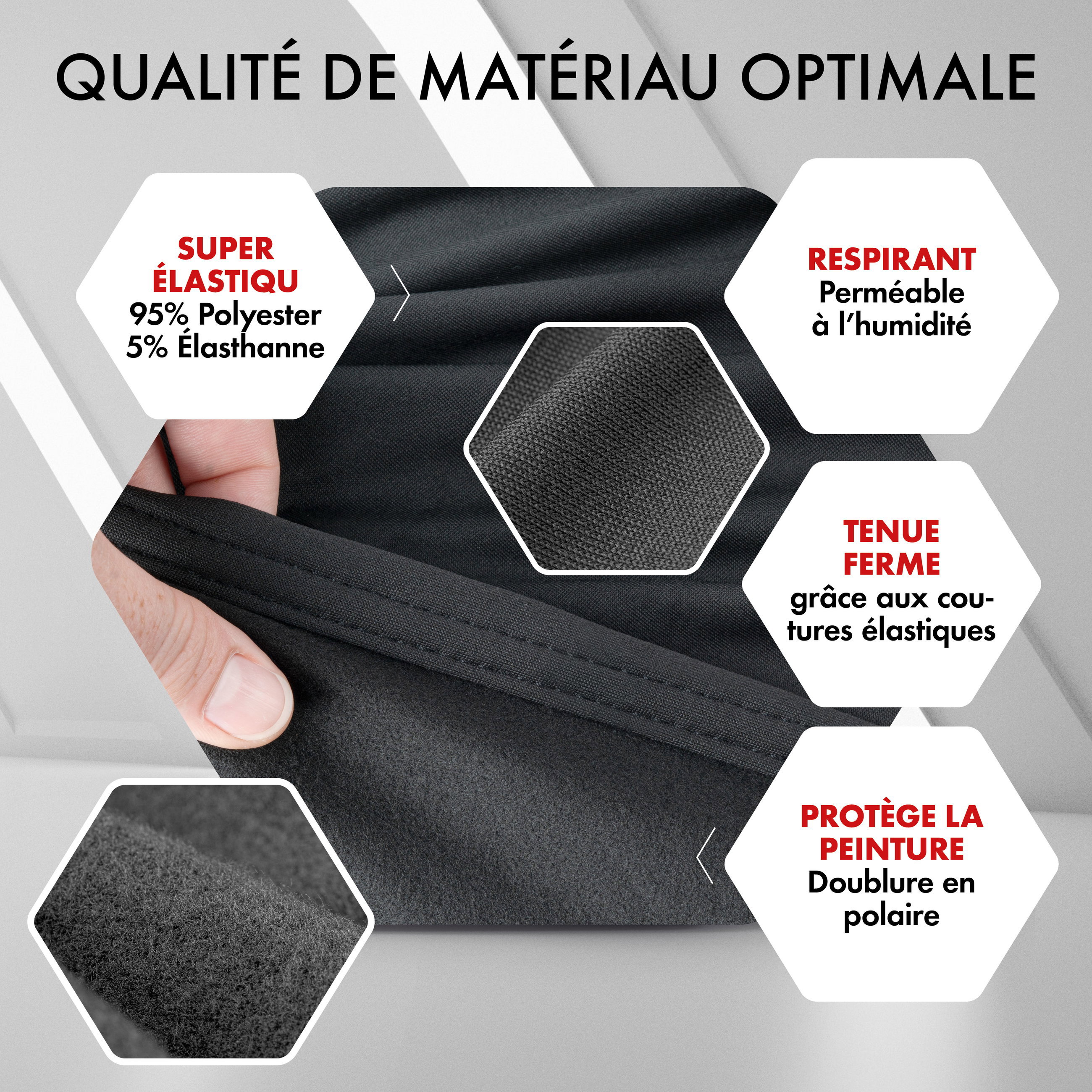 Premium housse de voiture Indoor Stretch, bâche complet pour l'interieur Plus taille 1 voiture rouge