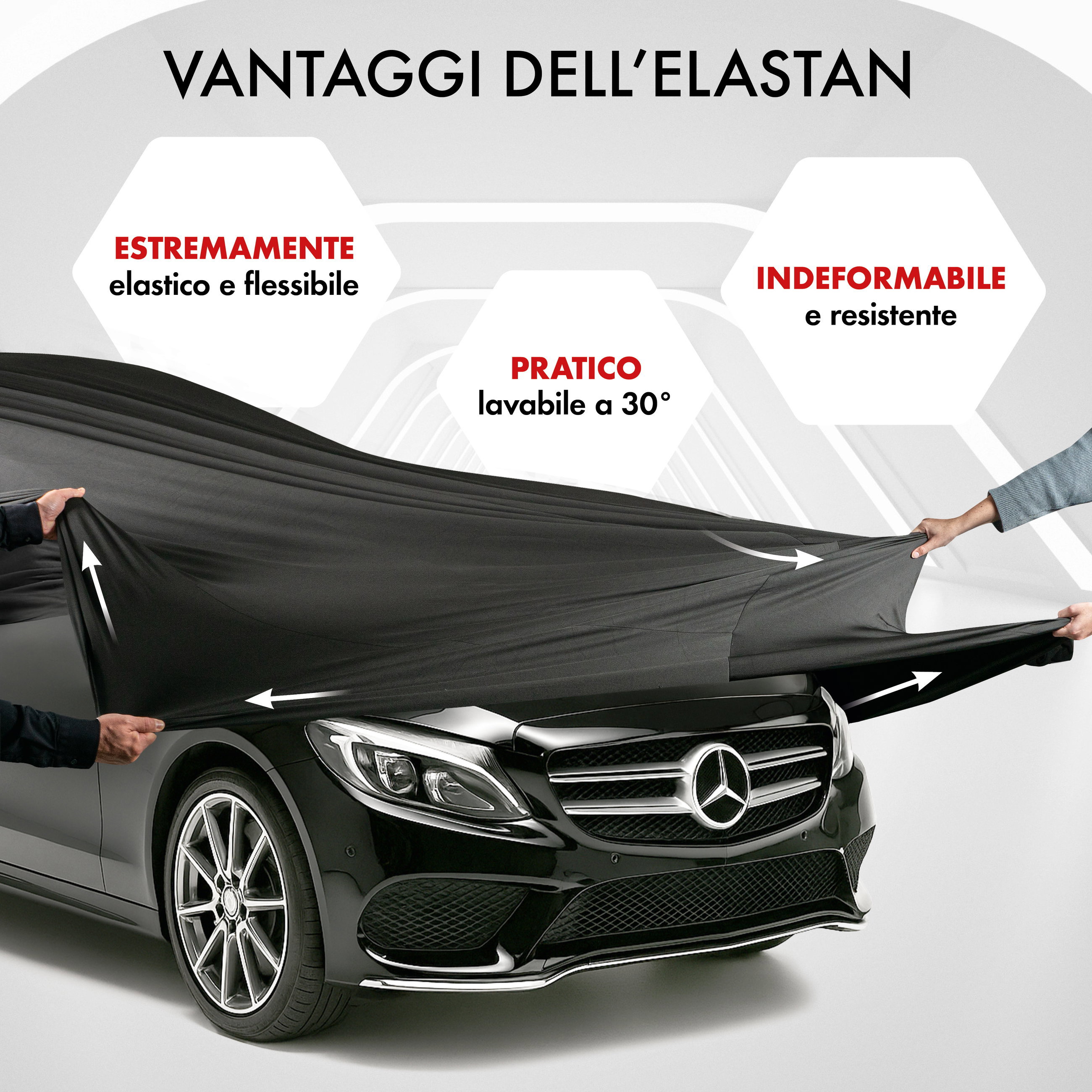 Premium Telo Copriauto da interno Indoor Stretch Plus, Copertura protettiva per uso interno Misura 5 station wagon nero